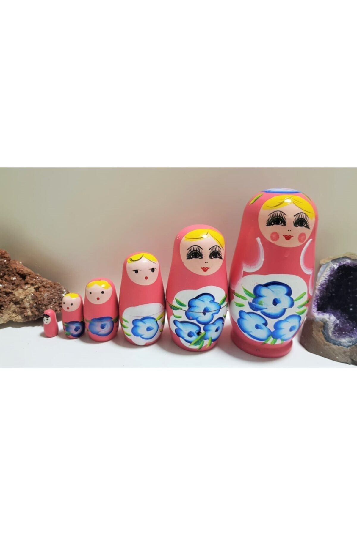 Genel Markalar 6lı Iç Içe Geçen Ahşap Pembe Matruşka Bebek fotoğrafı 2 (önizleme)