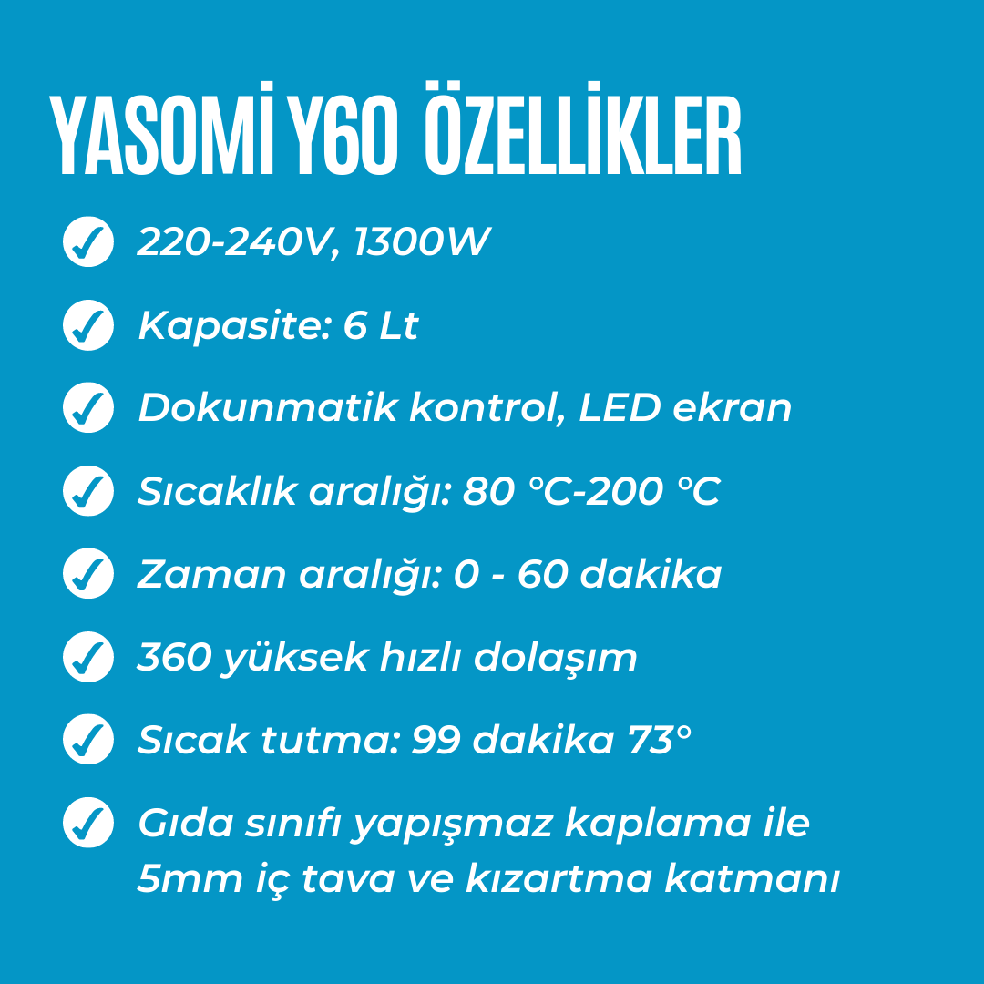 Yasomi Y60 Camlı Fritöz Beyaz