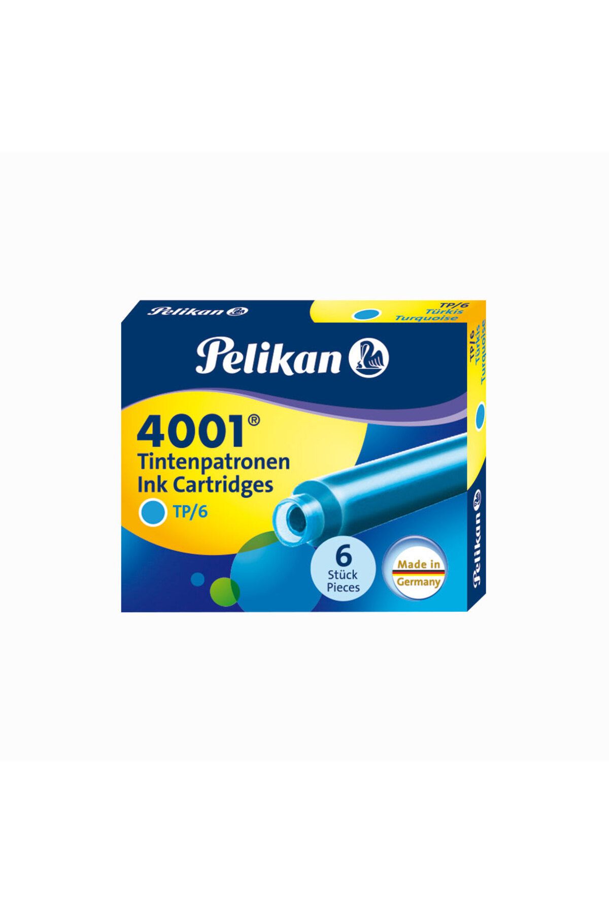 Pelikan 4001, 6 упаковок, короткие картриджи Tp/6, бирюзовые IBKNG0041