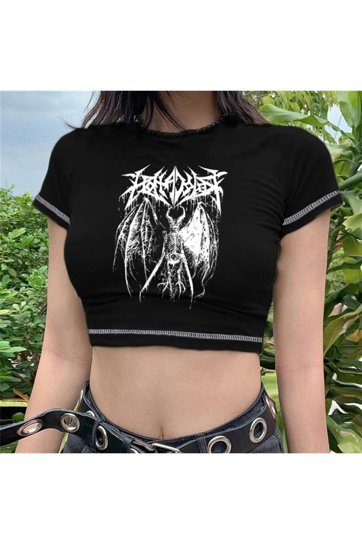 Touz Moda-Harajuku Gothic Fashion - Winged Skeleton Half Women's T-shirt 2