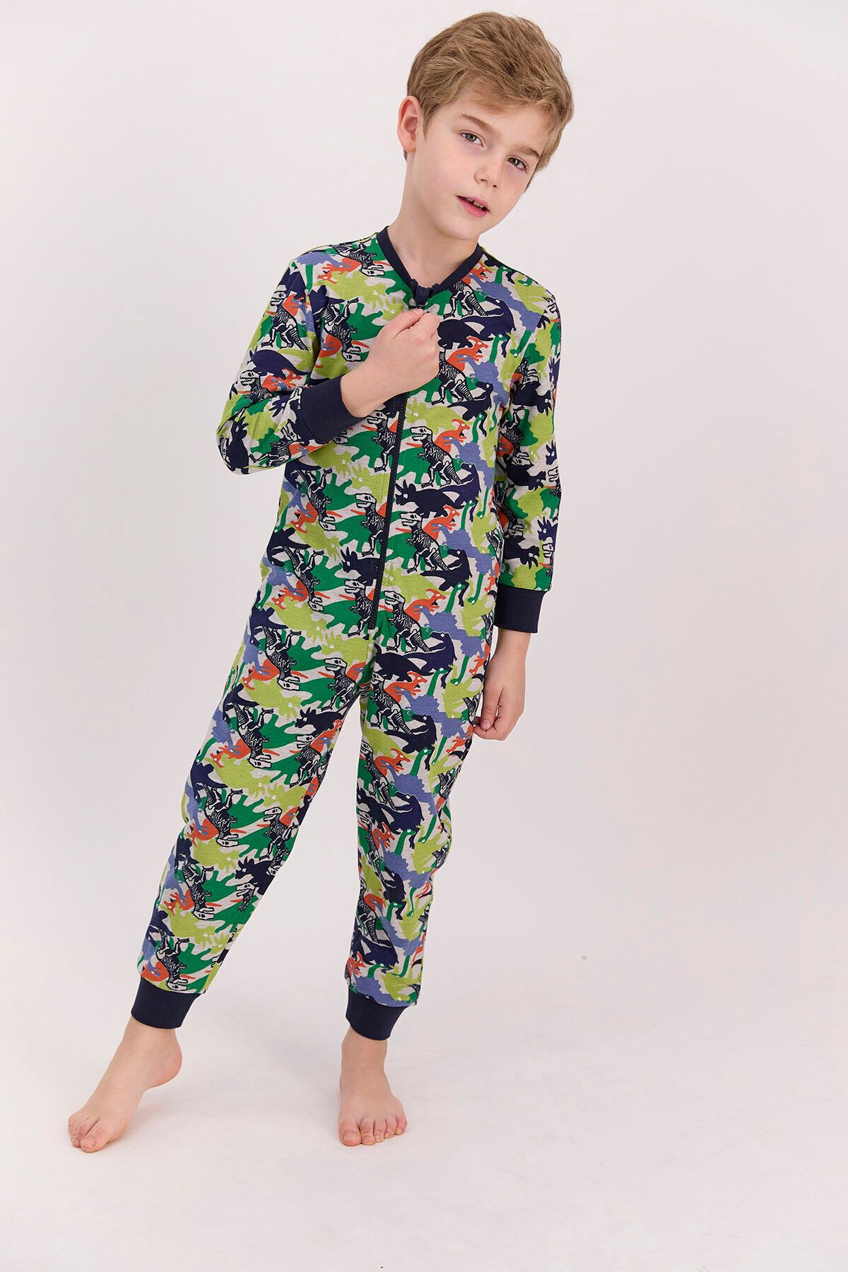 Rolypoly Salopetă Cu Dinozauri Pentru Băieți - Bej Închis Masculin - 5–6 years
