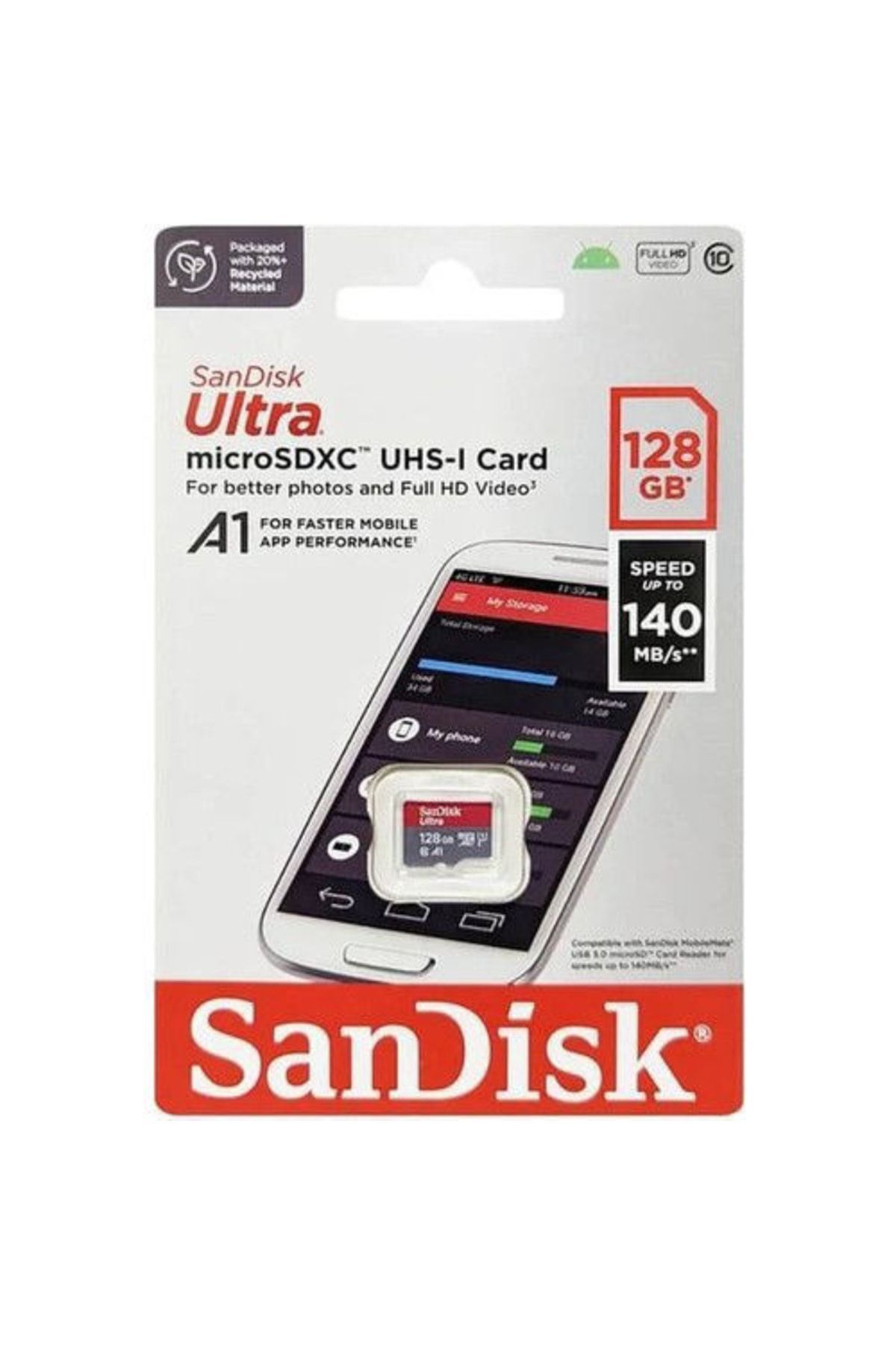 128gb Mıcro Sd Androıd 140mb/s Sdsquab-128g-gn6mn 3