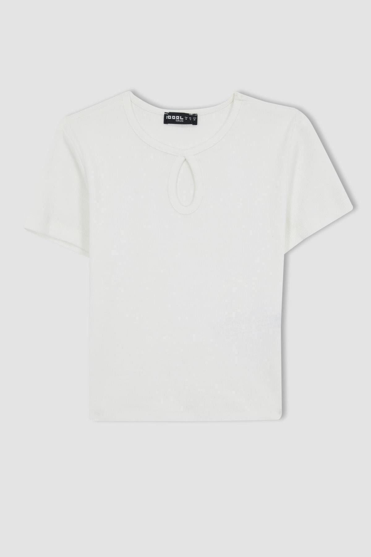 DeFacto-T-shirt z krótkim rękawem w prążki - A6217ax23sm 8