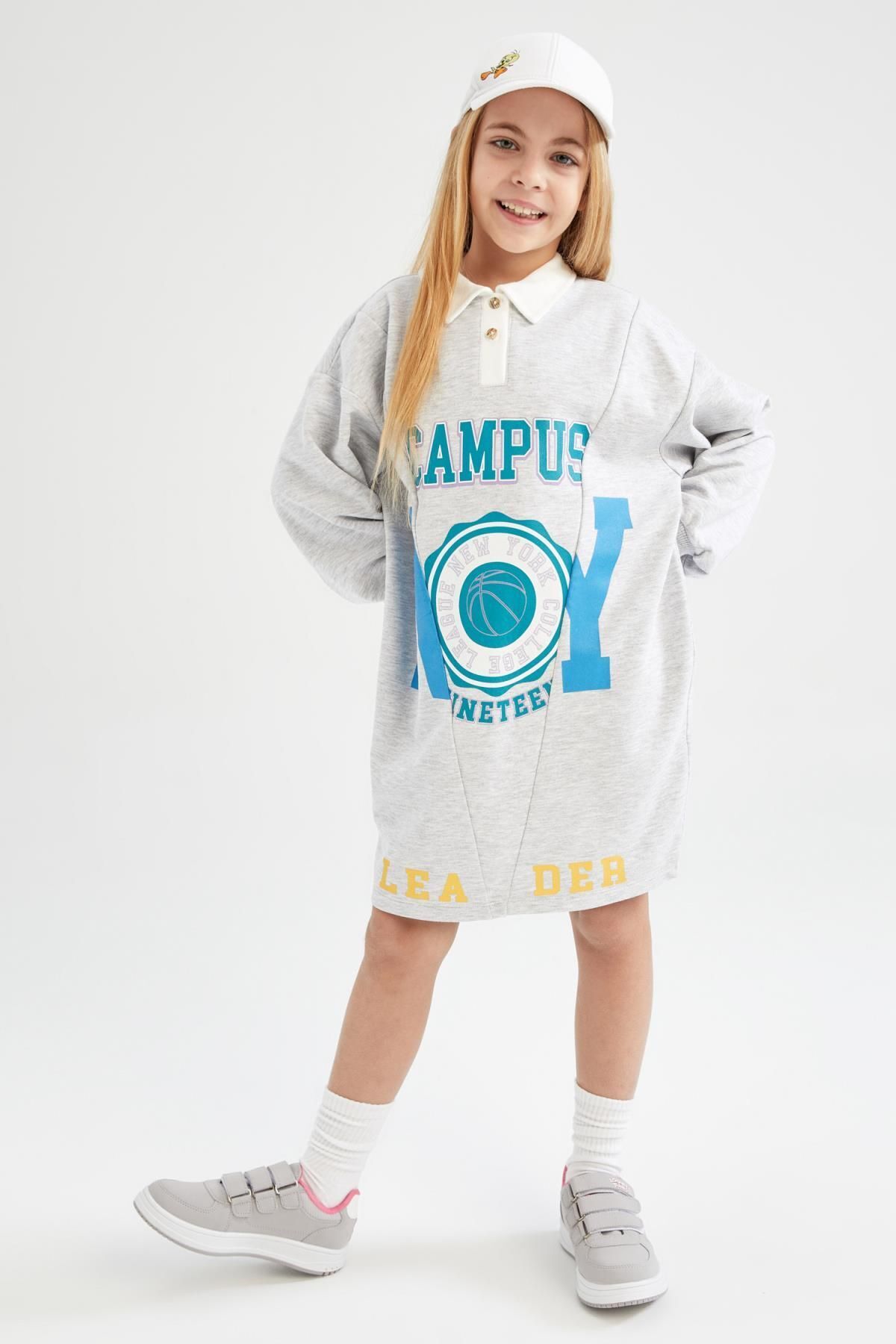 لباس مجلسی دخترانه خاکستری دفکتوDefacto | Z4887A623SP اورجینال - تصویر 2