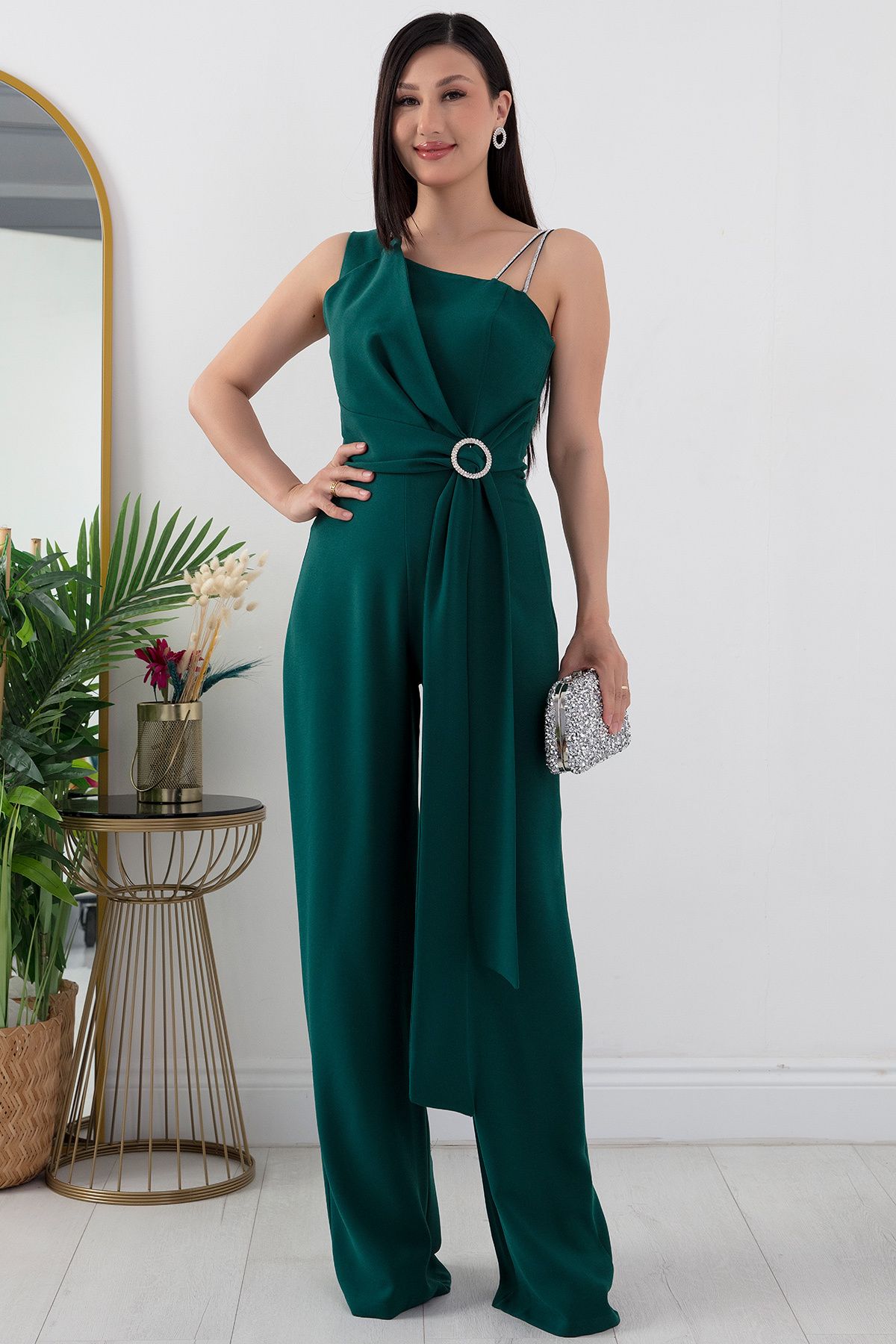 PULLIMM-One Shoulder Stone Detailed Jumpsuit - DNS1454 1