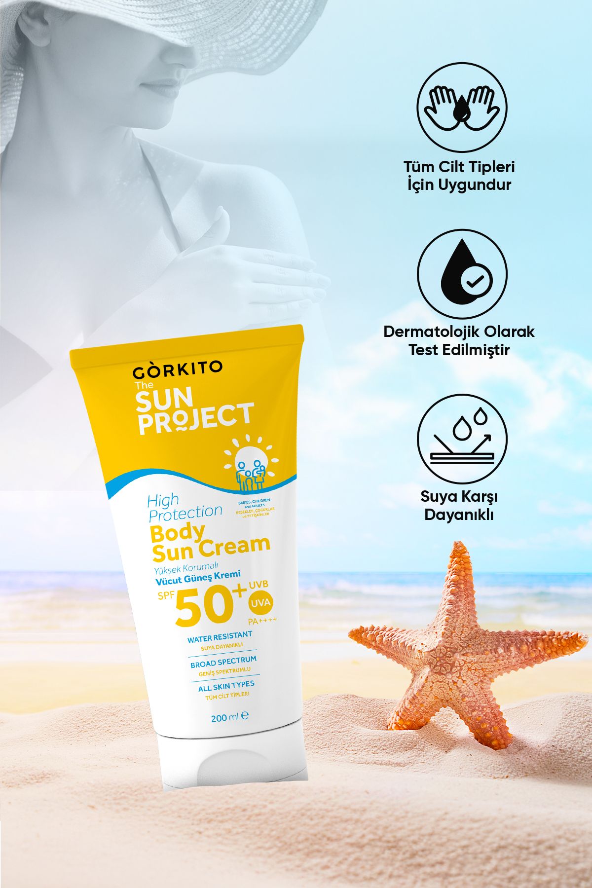 کرم ضد آفتاب بدن PROJECT SUN HIGH FAMILY FACE AND BODY CREAM 50 SPF PA 200 میل Görkito