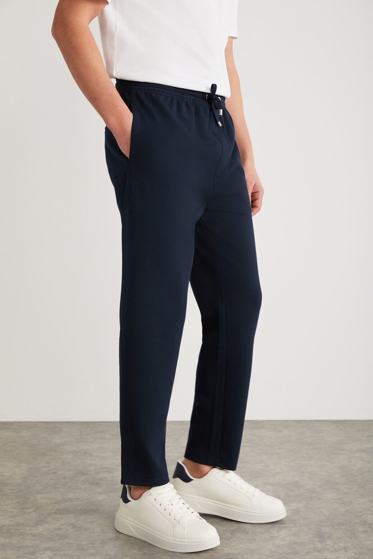 GRIMELANGE-Huxley Herren-Hose mit normaler Paspelbeine, normaler Spitze, Taille, Bio-Baumwolle, Seitentasche, Marineblau 5