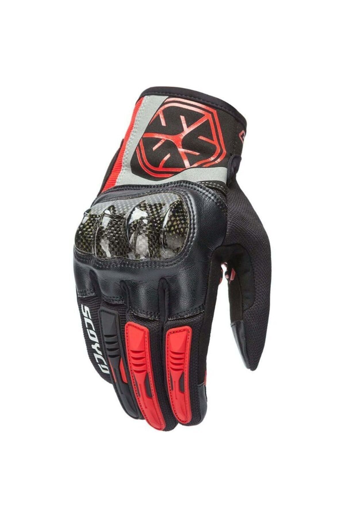 MOTOANL Motosiklet Eldiveni Karbon Fiber Koruma Microfiber Deri Aşınmaya Karşı Dirençli Motor Eldiveni Red