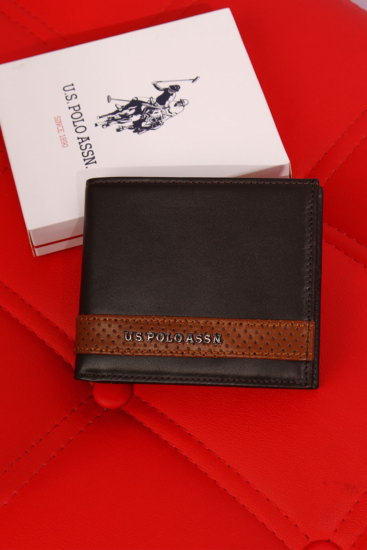 U.S. Polo Assn. US POLO ASSN.24000 24002 Genuine Leather Wallet Card Holder Brown Trendyol