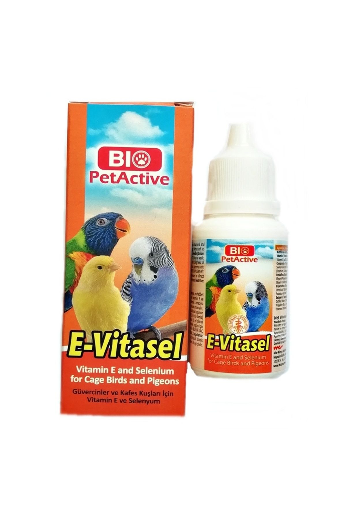 Pet Active Kafes Kuşları Güvercin Kızıştırıcı Üreme Yumurta Arttırıcı E Vitamin Selenyum Kuş Vitamini 30ml