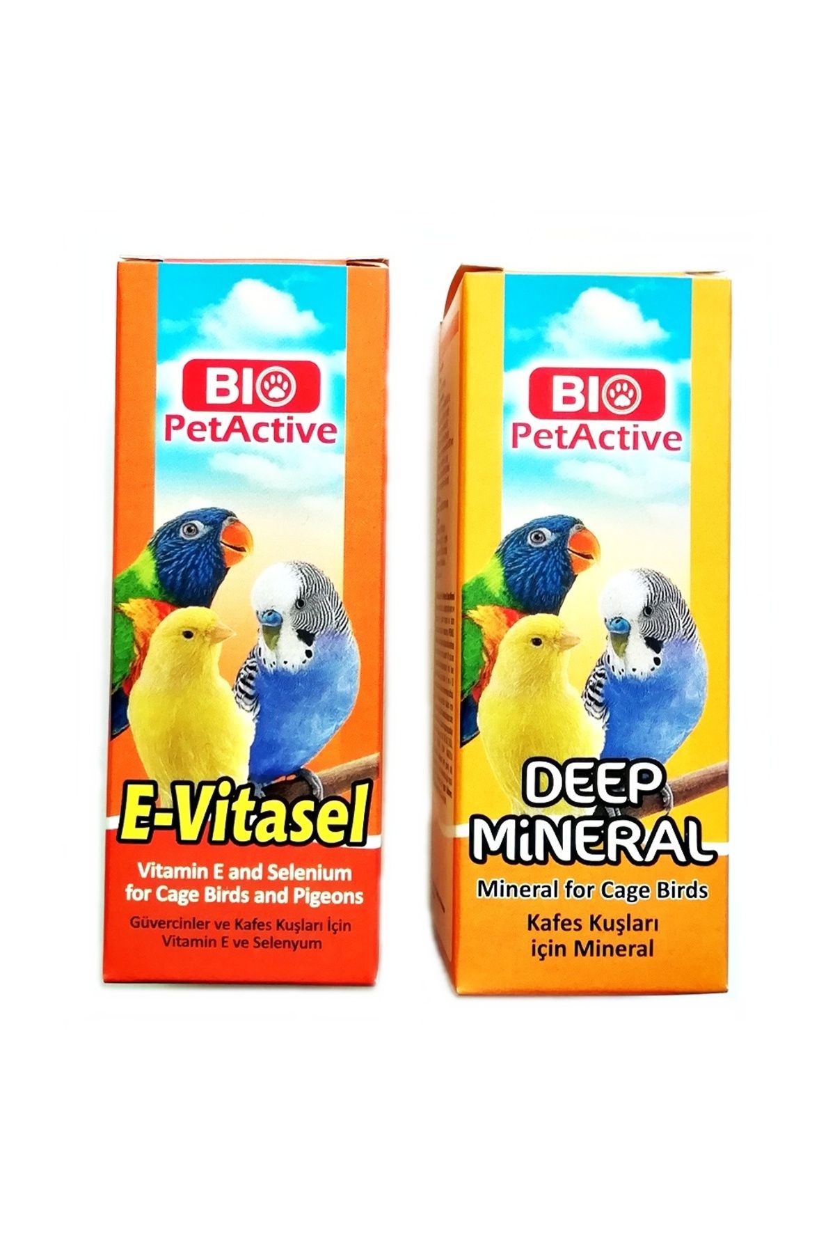 Pet Active Kafes Kuşları Kızıştırıcı Üreme Yumurta Arttırıcı E Vitamin Selenyum Mineral Kuş Vitamini 2 li Set