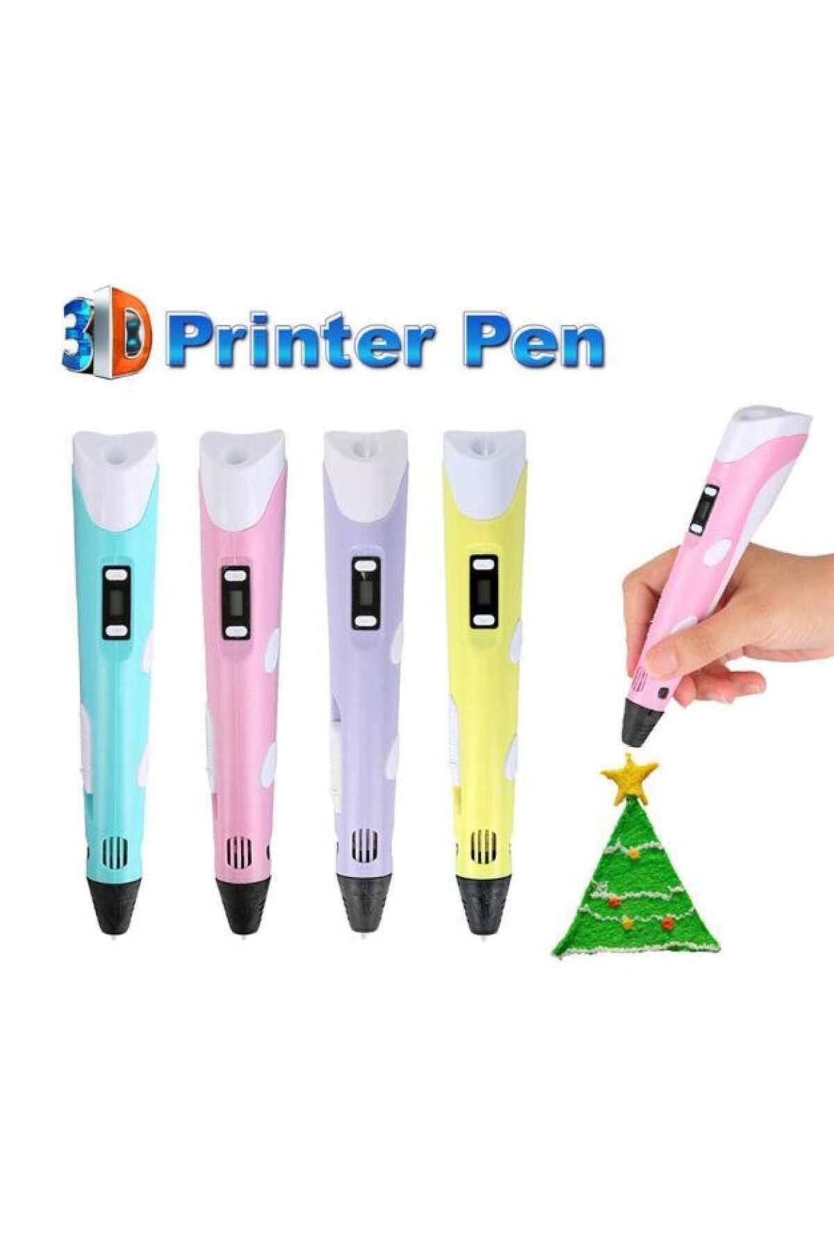 KARAASLAN Üç Boyutlu Sarı Renkli Kalemli Yazıcı 3d Kalem Pen Printer-sarı Kalem Adaptörlü