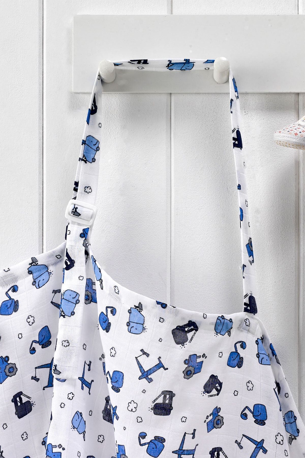 Salvia Dione | %100 Pamuk | Çift Kat Müslin Emzirme Önlüğü | 97 X 69 | Askılı & | Mavi | Patiska fotoğrafı 5 (önizleme)