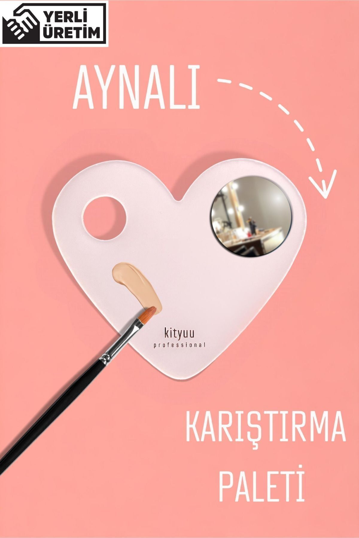 Genel Markalar Ayna Hediyeli Karıştırma Paleti Kalp | Ürün Makyaj Karıştırma Paleti — AYNKARPAL8