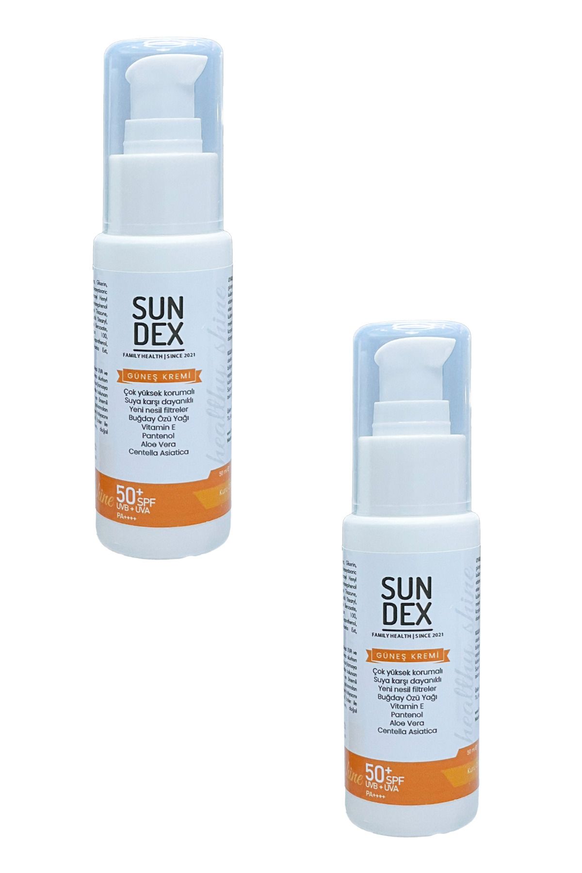 2 پک Healthy Shine SPF 50+ کرم ضد آفتاب صورت برای پوست خشک 50 میلی لیتر Sun Dex Family Health Since 2021