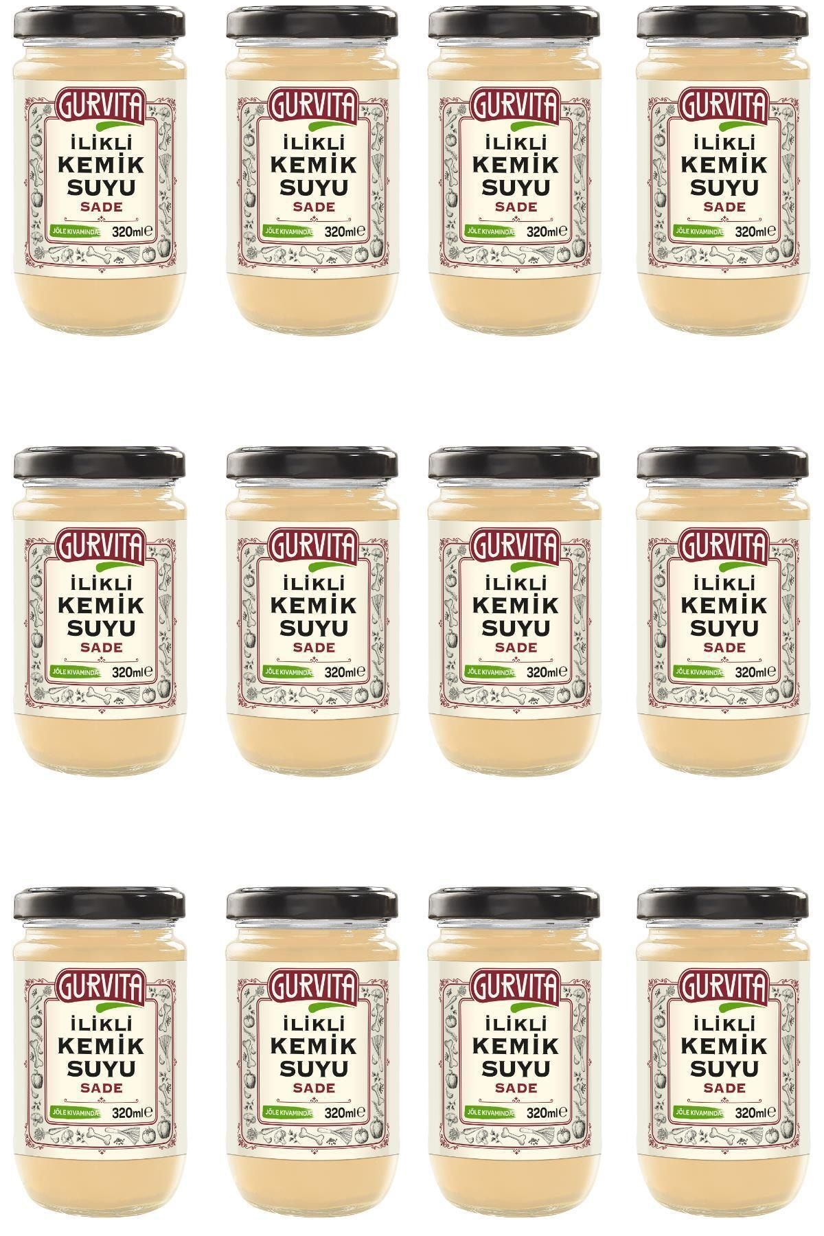Gurvita Jöle Kıvamında Ilikli Kemik Suyu Sade 320 ml 12' Li