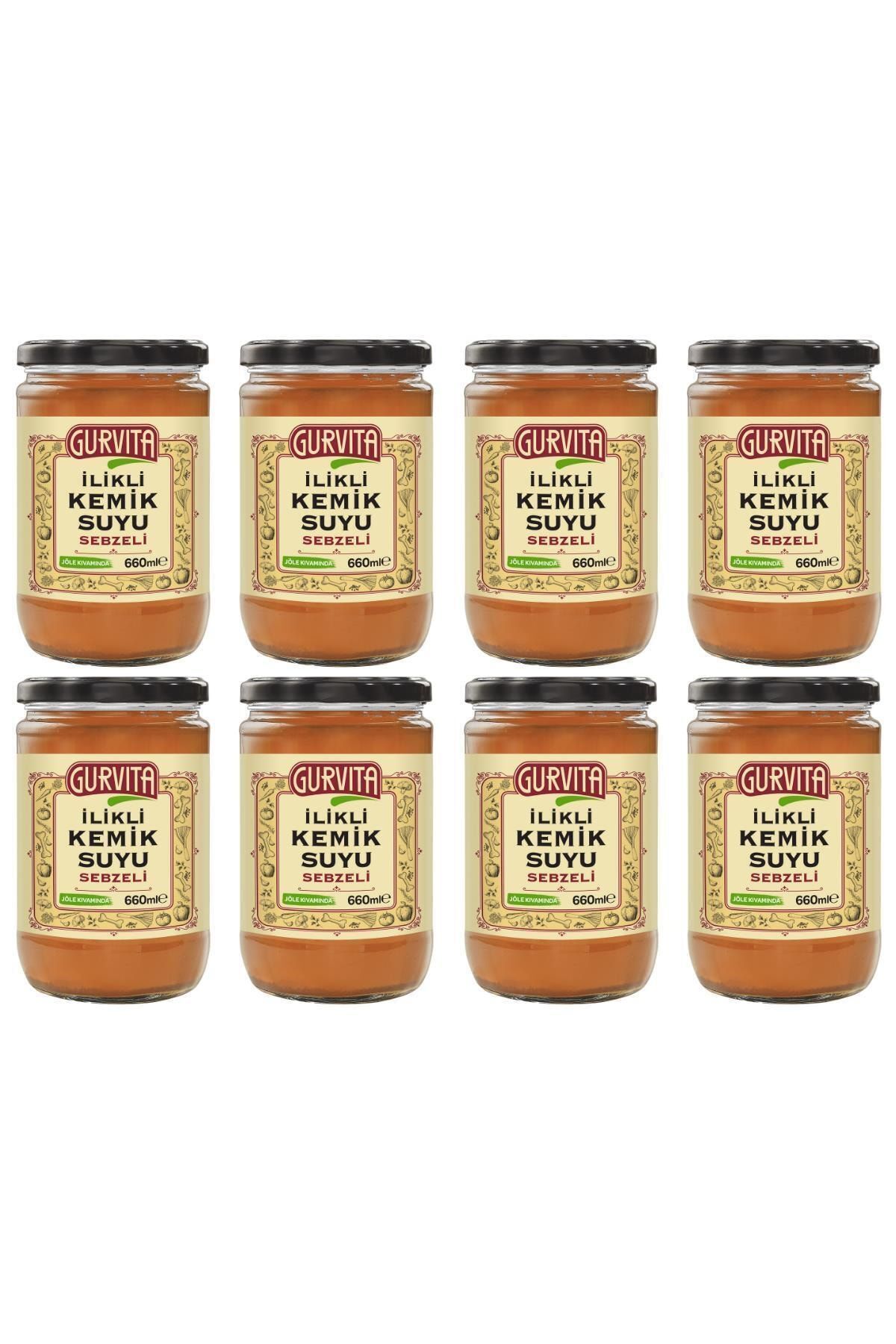 Gurvita Jöle Kıvamında Ilikli Kemik Suyu Sebzeli 660 ml 8' Li