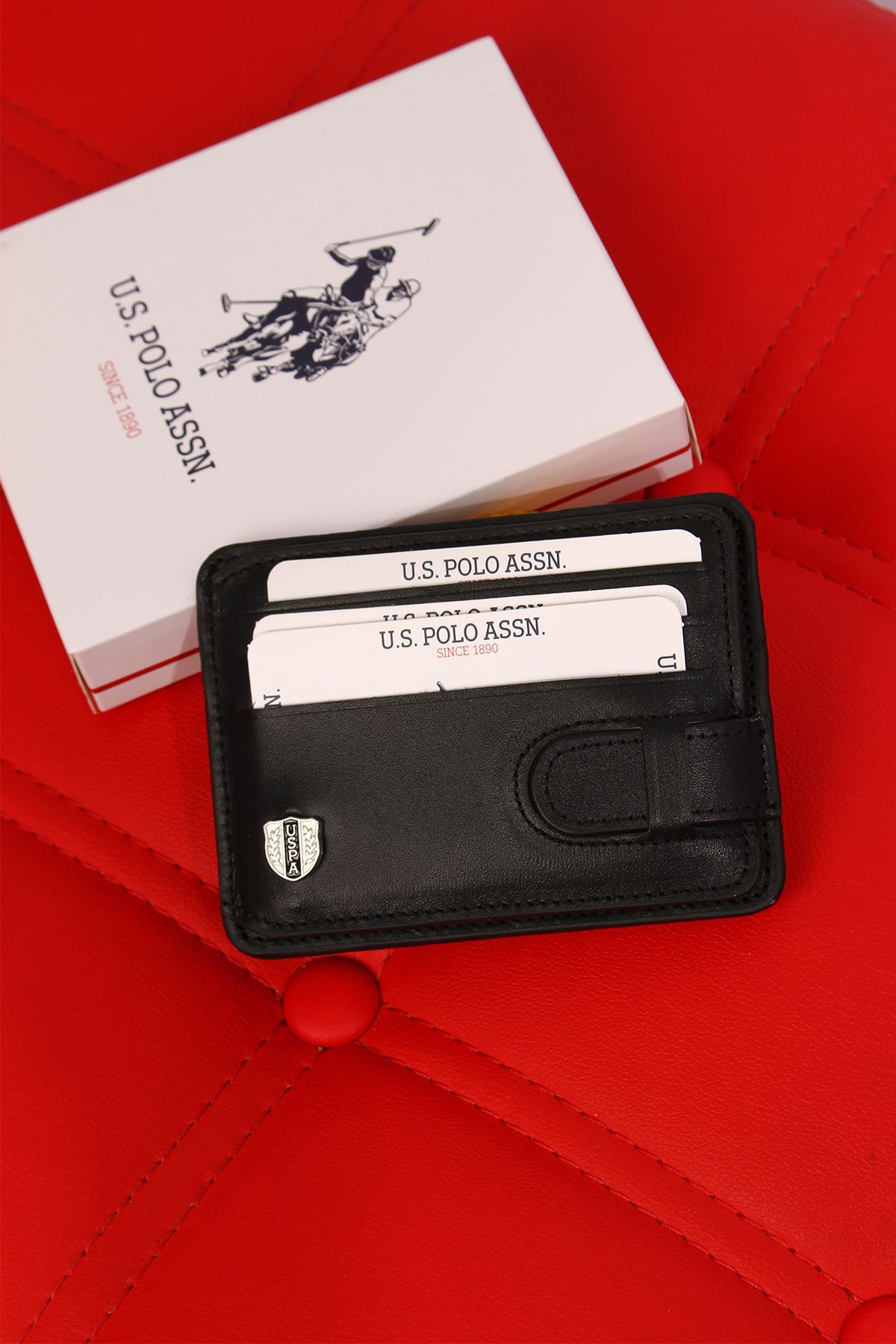 BASE. POLO ASSN. جا کارتی 7601 چرم اصل مشکی U.S. Polo Assn.