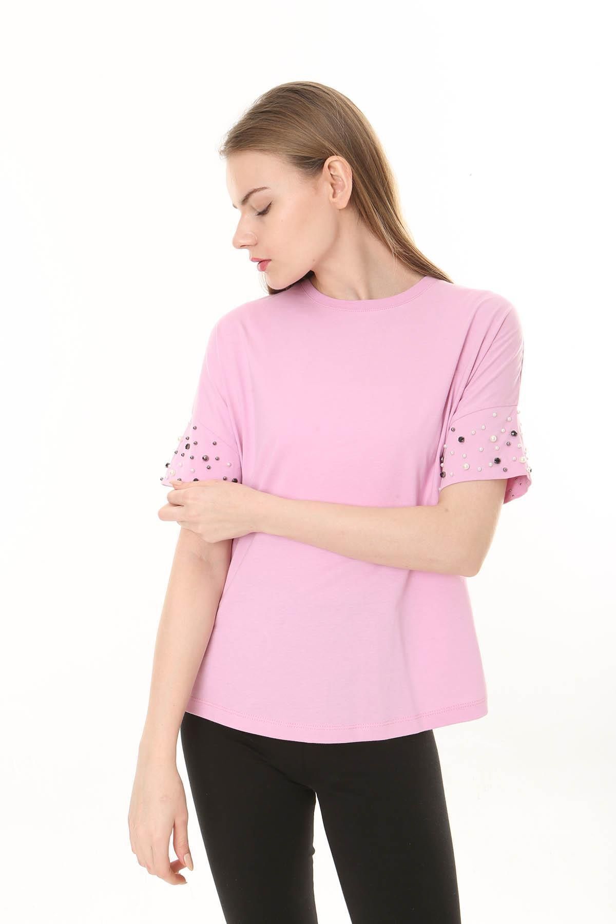 LİVE SPORT-Tricou de damă cu mâneci fluide și perle 6