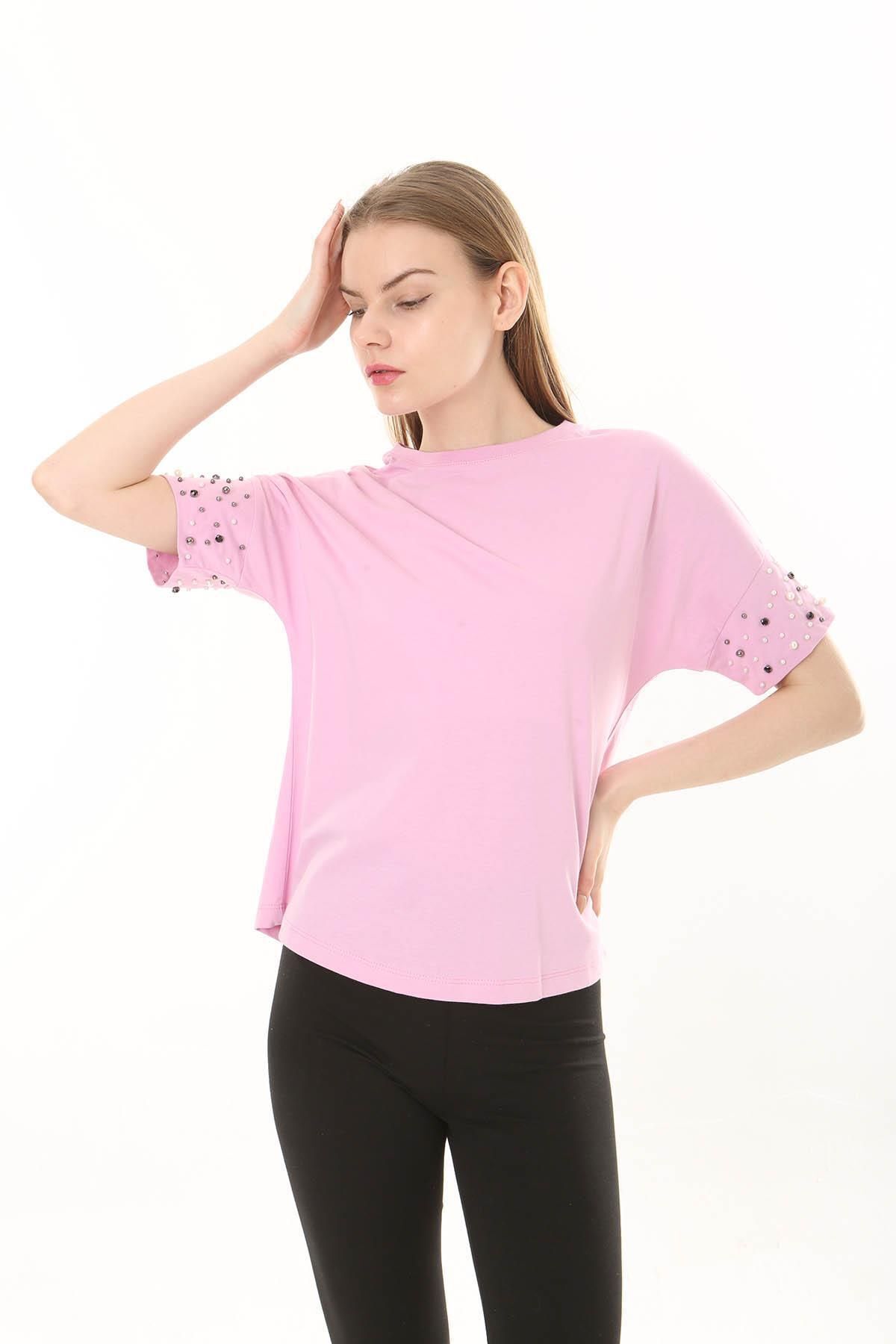 LİVE SPORT-Tricou de damă cu mâneci fluide și perle 2