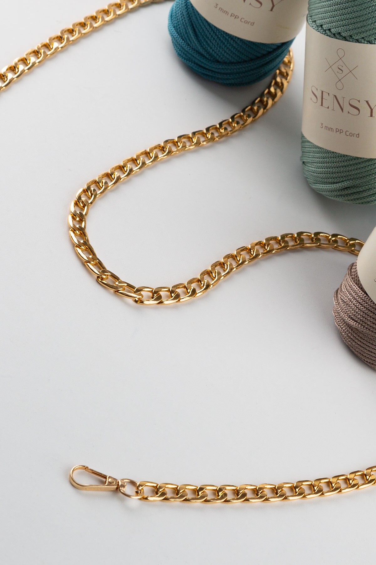 SENSY Alem Model Demir Çanta Zinciri Sarı 120 Cm