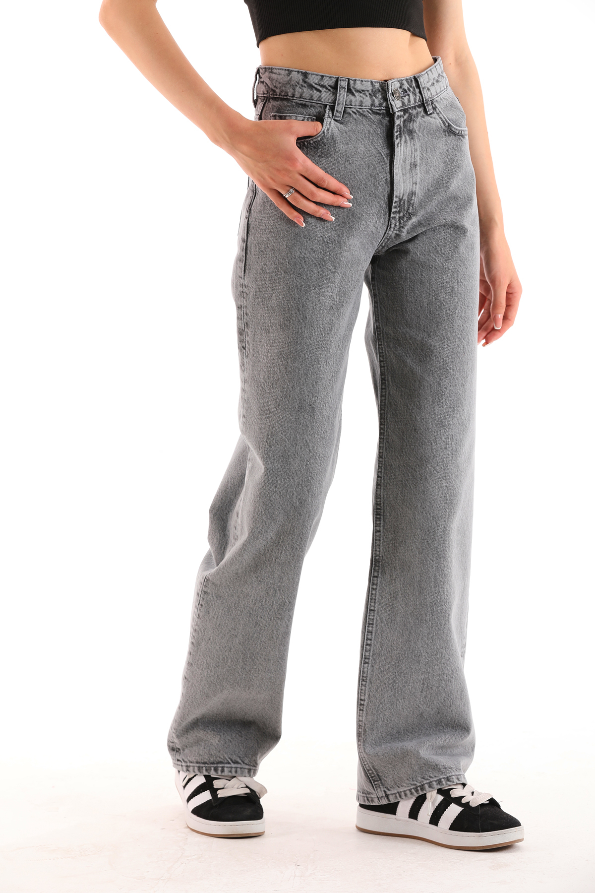 Darkly Jeans  Kadın Siyah Yüksek Bel Straight Fit Jean Pantolon - Görsel 3