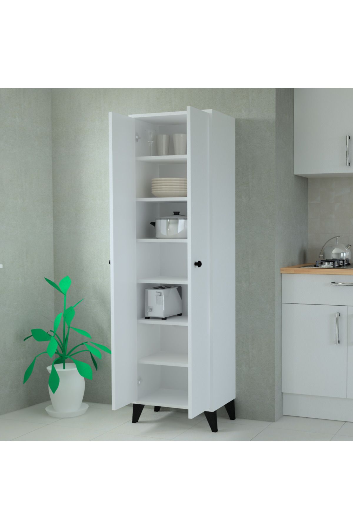 Çok Amaçlı Gözde Kiler Dolabı Yedi Raflı 52 Cm Genişlik
