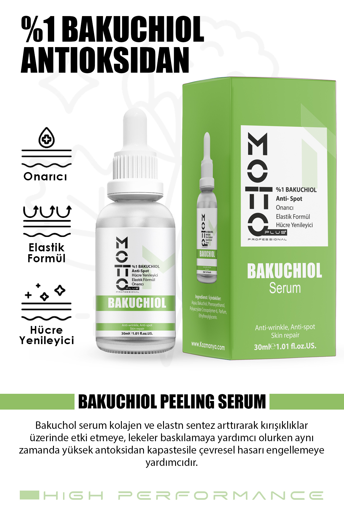 %1 BAKUCHIOL Elastik Formül Üst Düzey Peeling Onarıcı Bakım Serumu 30ml — 8682704292329 — تصویر 2 از 3