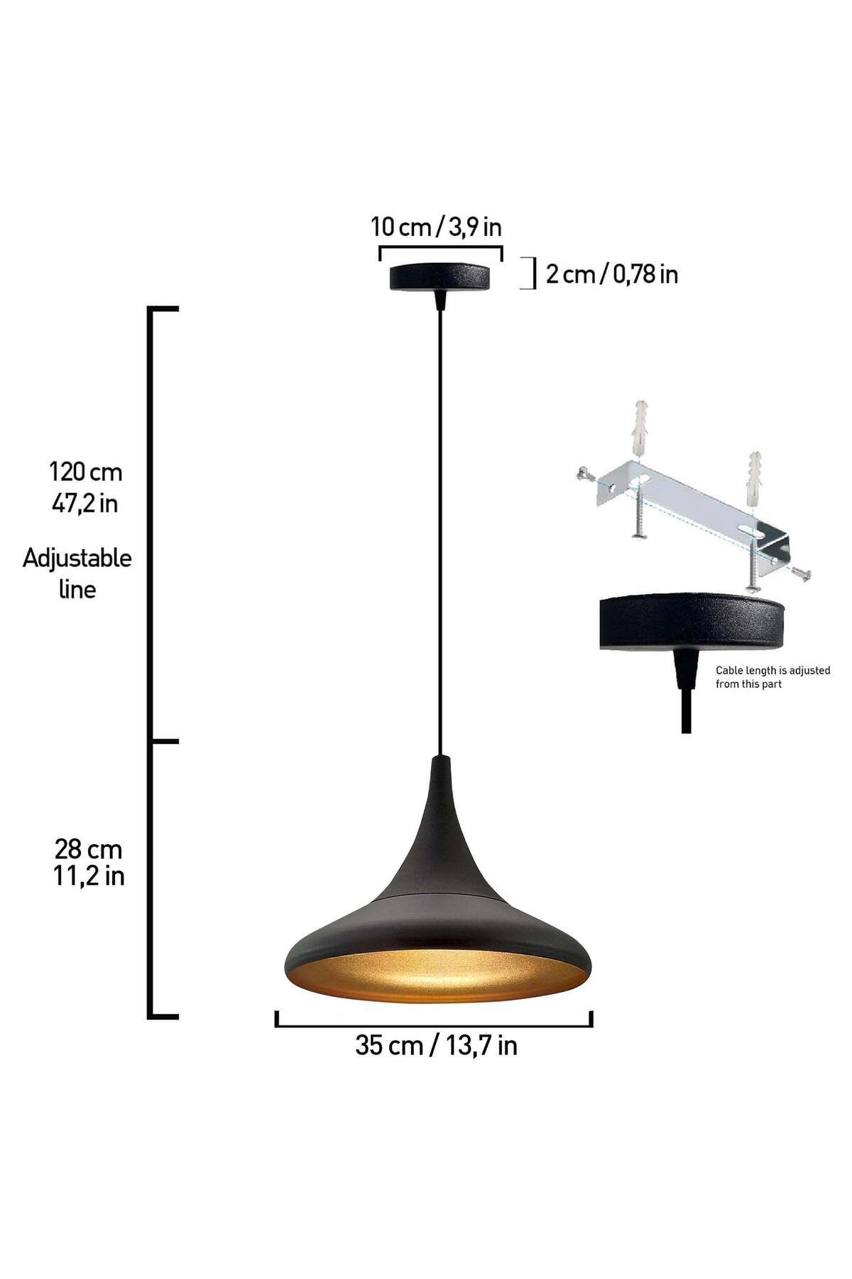 Bamyum-Paladin 35cm Metall Hängelampe - Schwarze Lampe 5