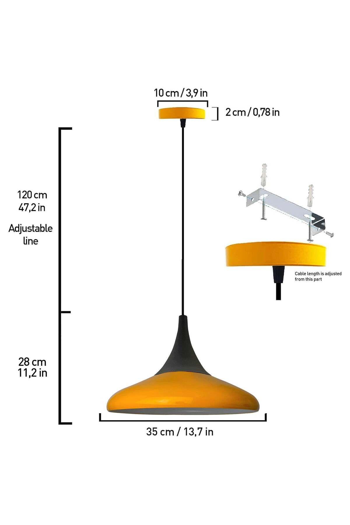 Bamyum-Paladin 35 cm Metal Hängelampe - Gelbe Lampe 5