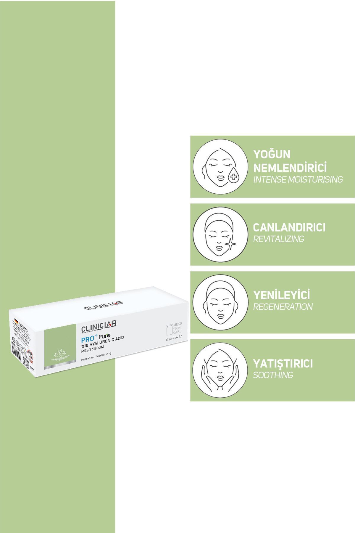 مسو سرم مرطوب کننده و احیا کننده قوی حاوی 10% هیالورونیک اسید 6 میلی لیتر Cliniclab