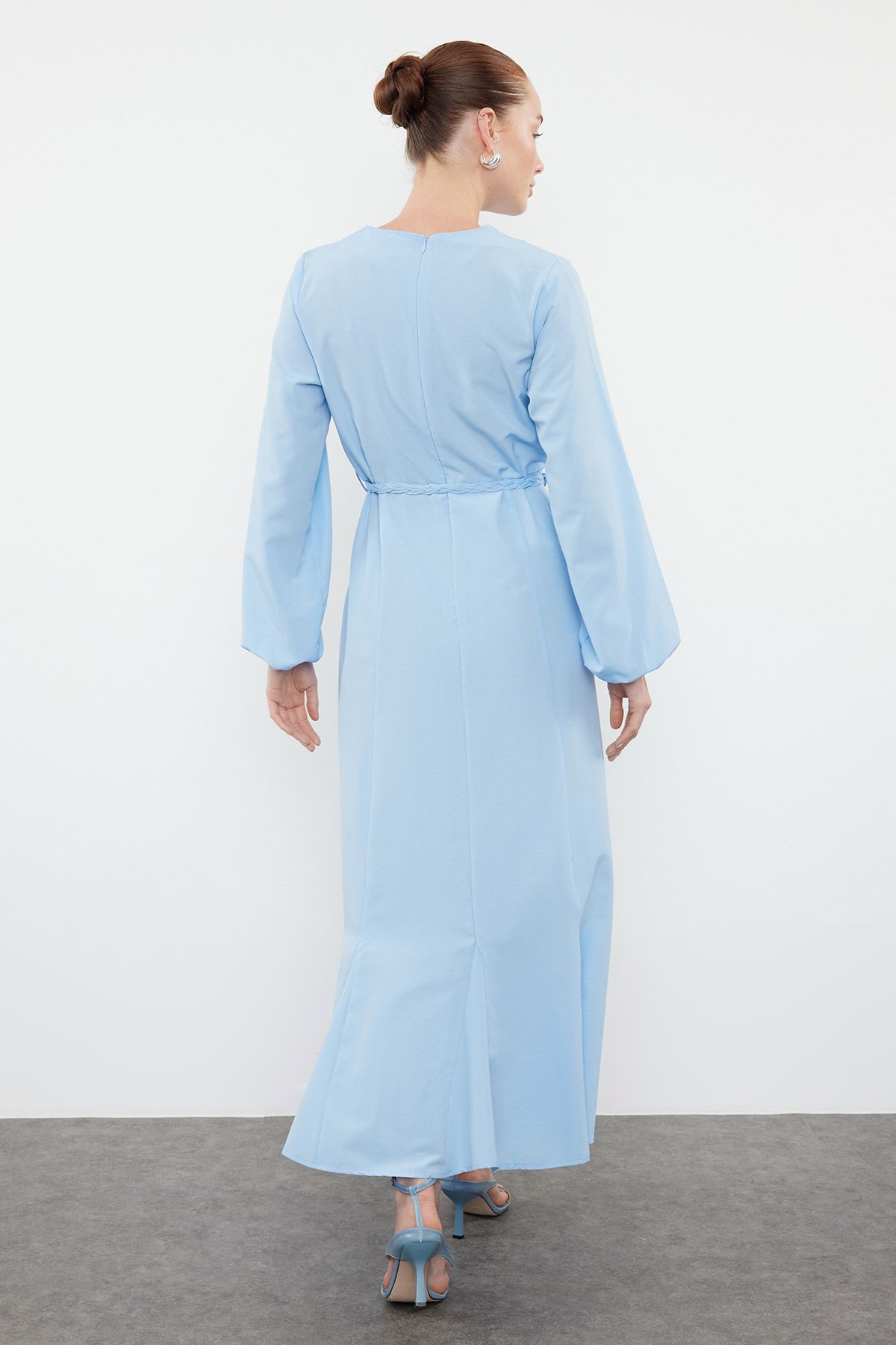 Trendyol Modest-Синя сукня з тканої бавовни TCTSS24EB00168 5