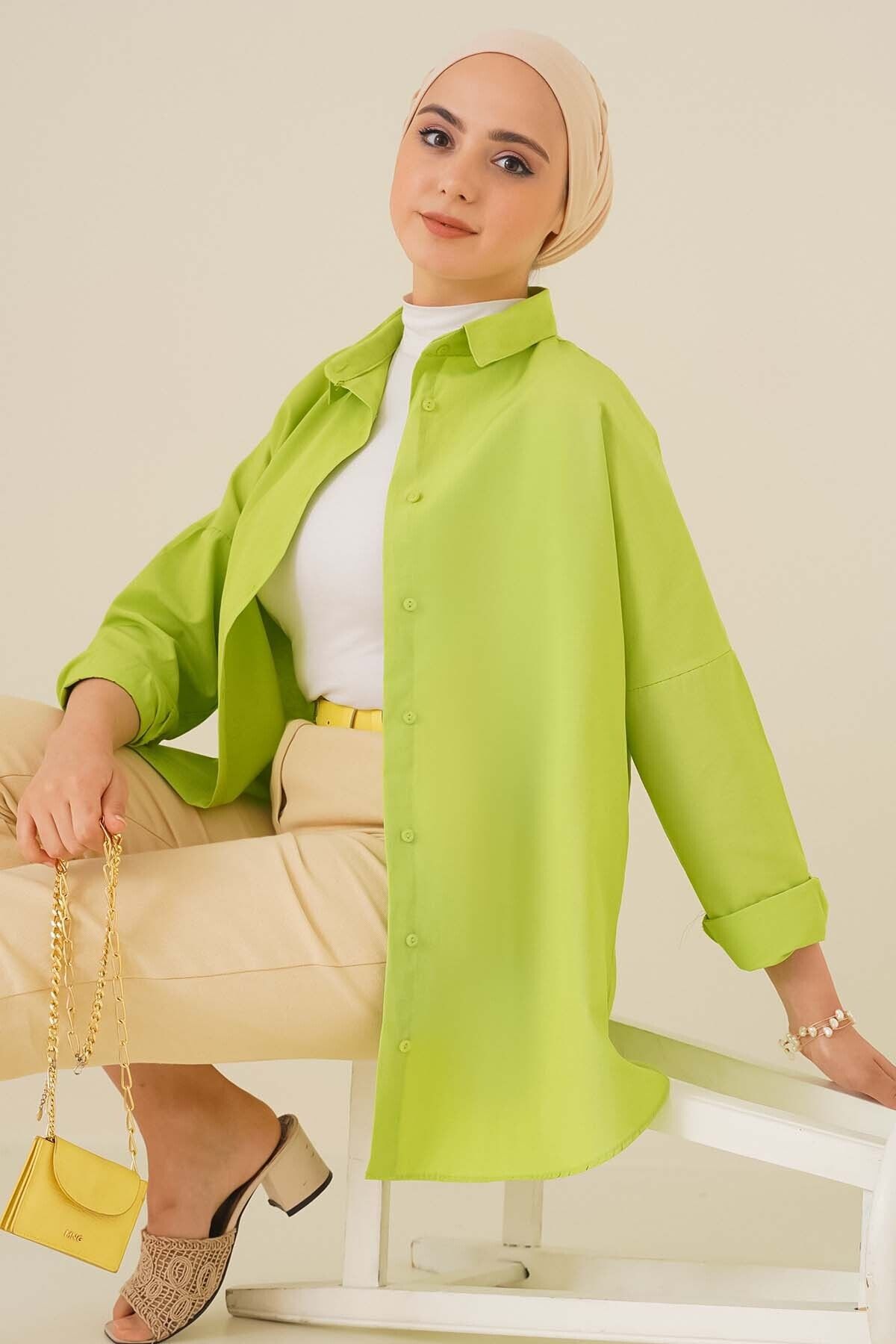 Bigdart-103901 Oversize Basic Hijab πουκάμισο - Πράσινο 1