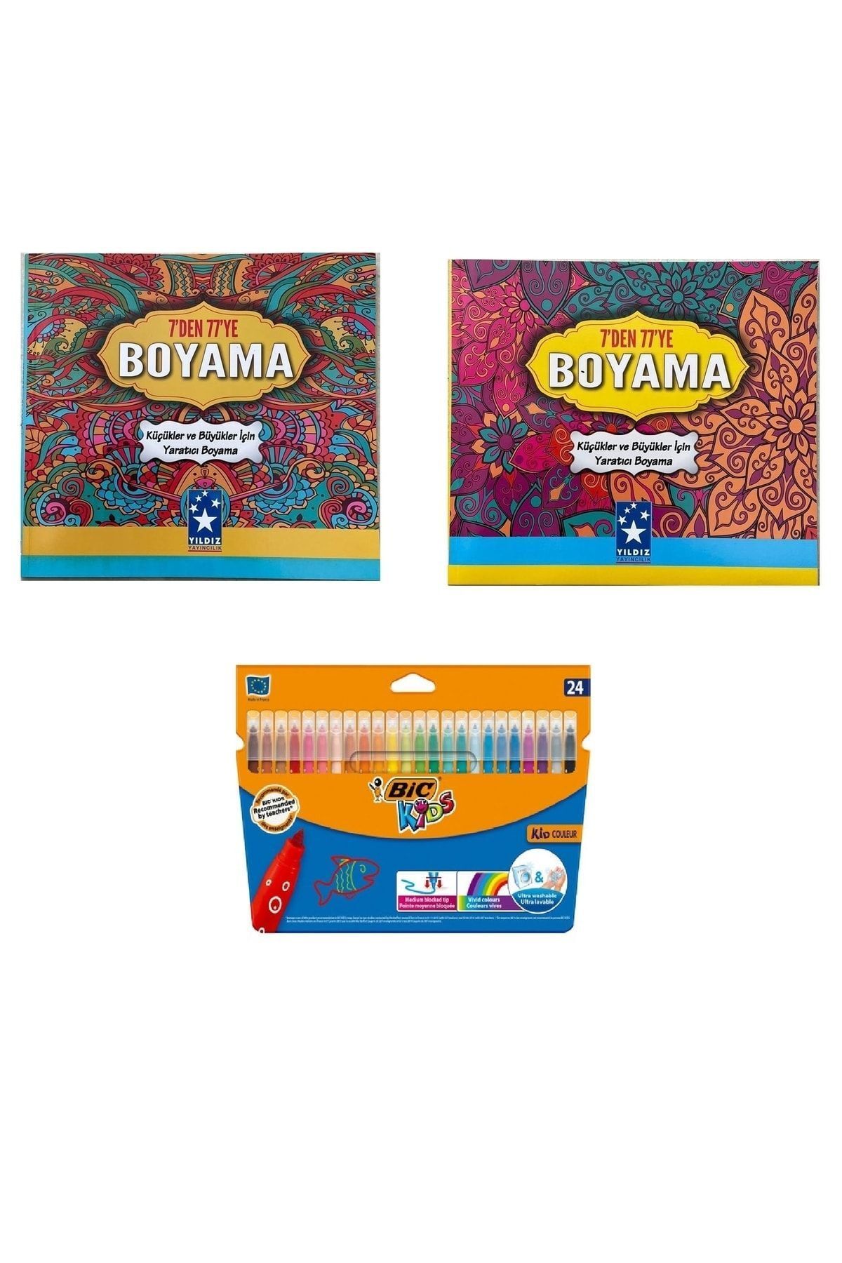 Balmira Mandala Boyama Seti - 2 Kitap Ve Bic 24 Renk Keçeli Kalem mandalaset123