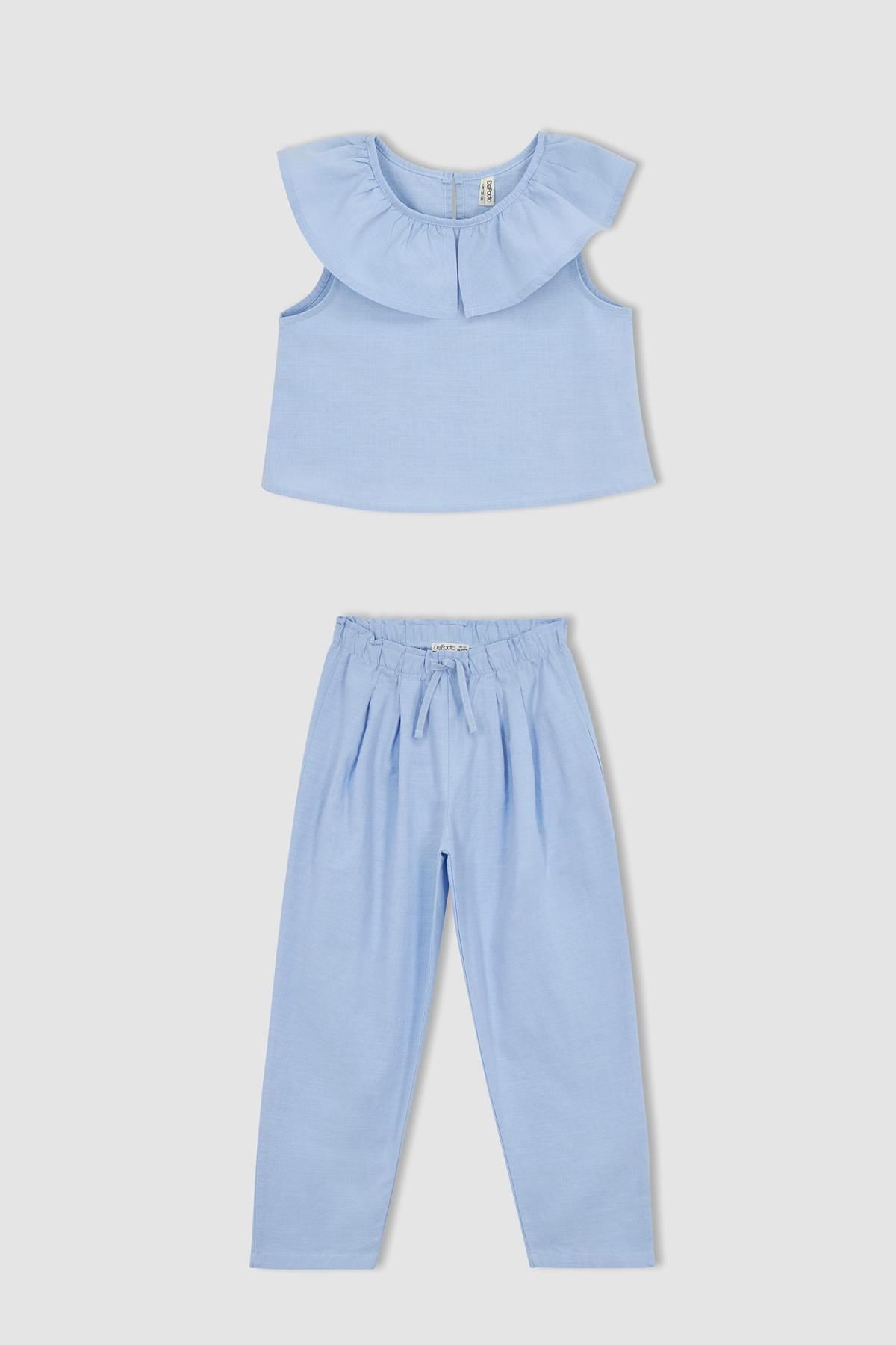 DeFacto-2-teiliges Set aus ärmelloser Bluse und Hose für Mädchen in Hellblau 8