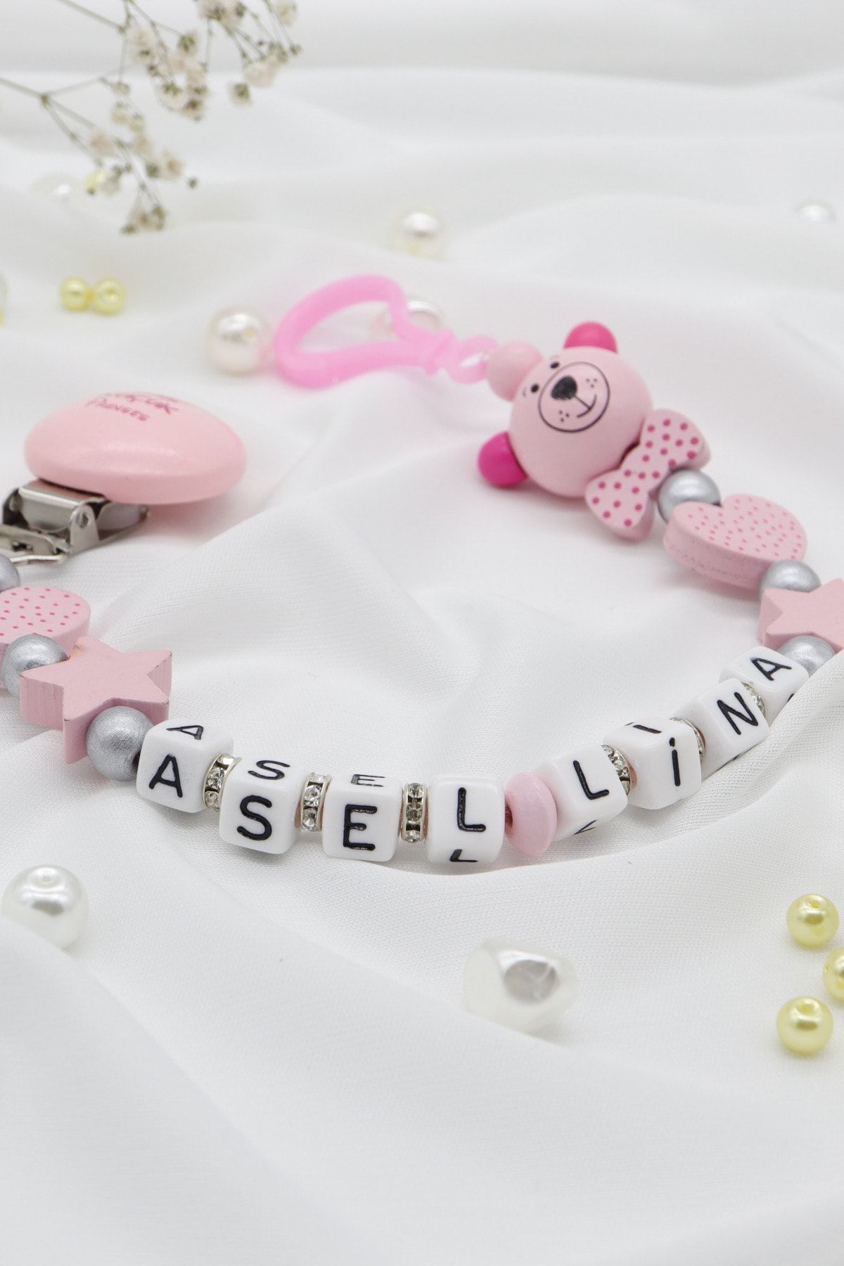 lilamtasarım Emzik Zinciri - Emzik Askısı Ahşap Emzik Zinciri Emzik Tutucu fotoğrafı 2 (önizleme)