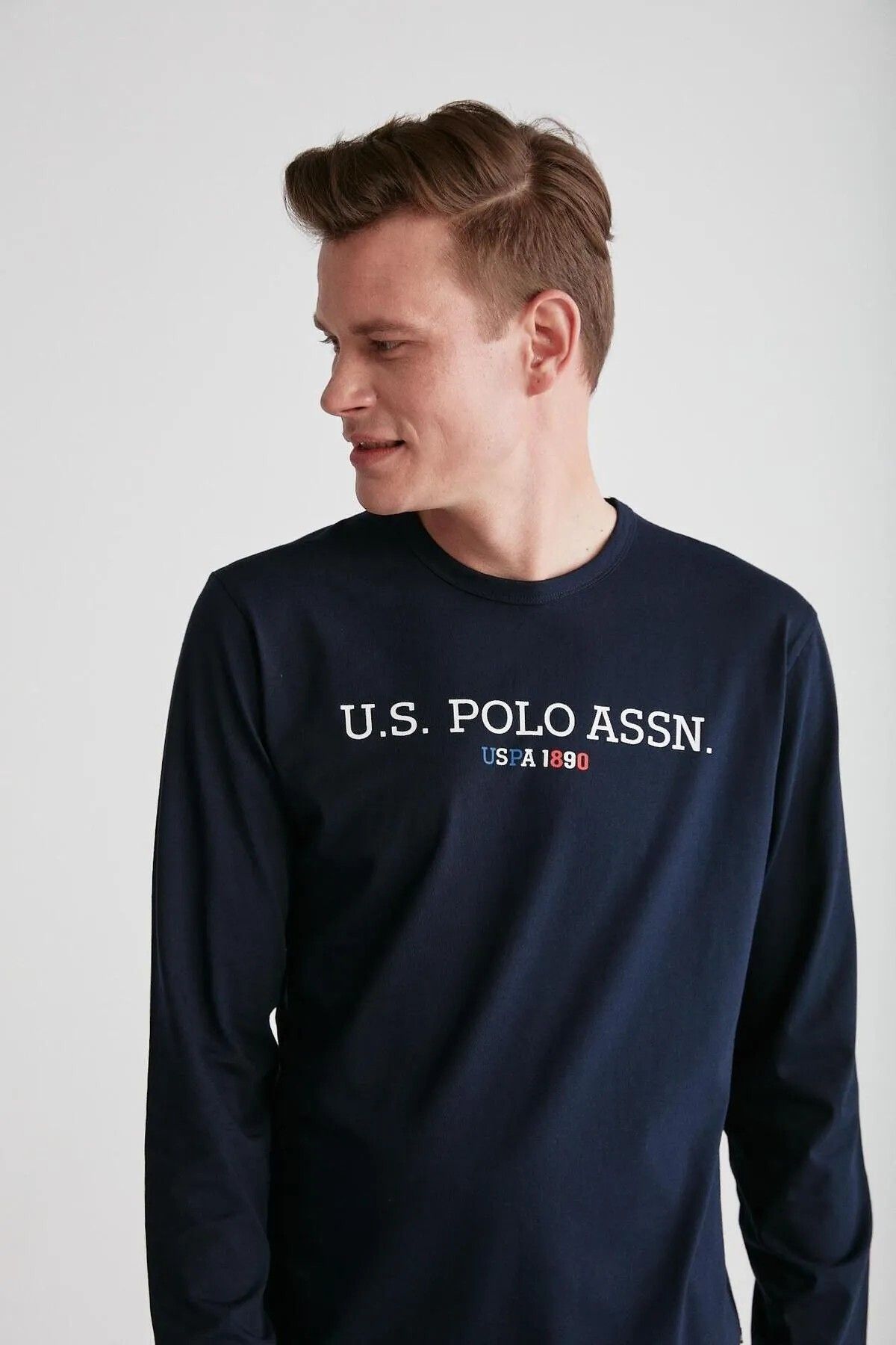 ست پیژامه آبی مردانه پایه. پولو اسن. لباس خواب یقه گرد U.S. Polo Assn.