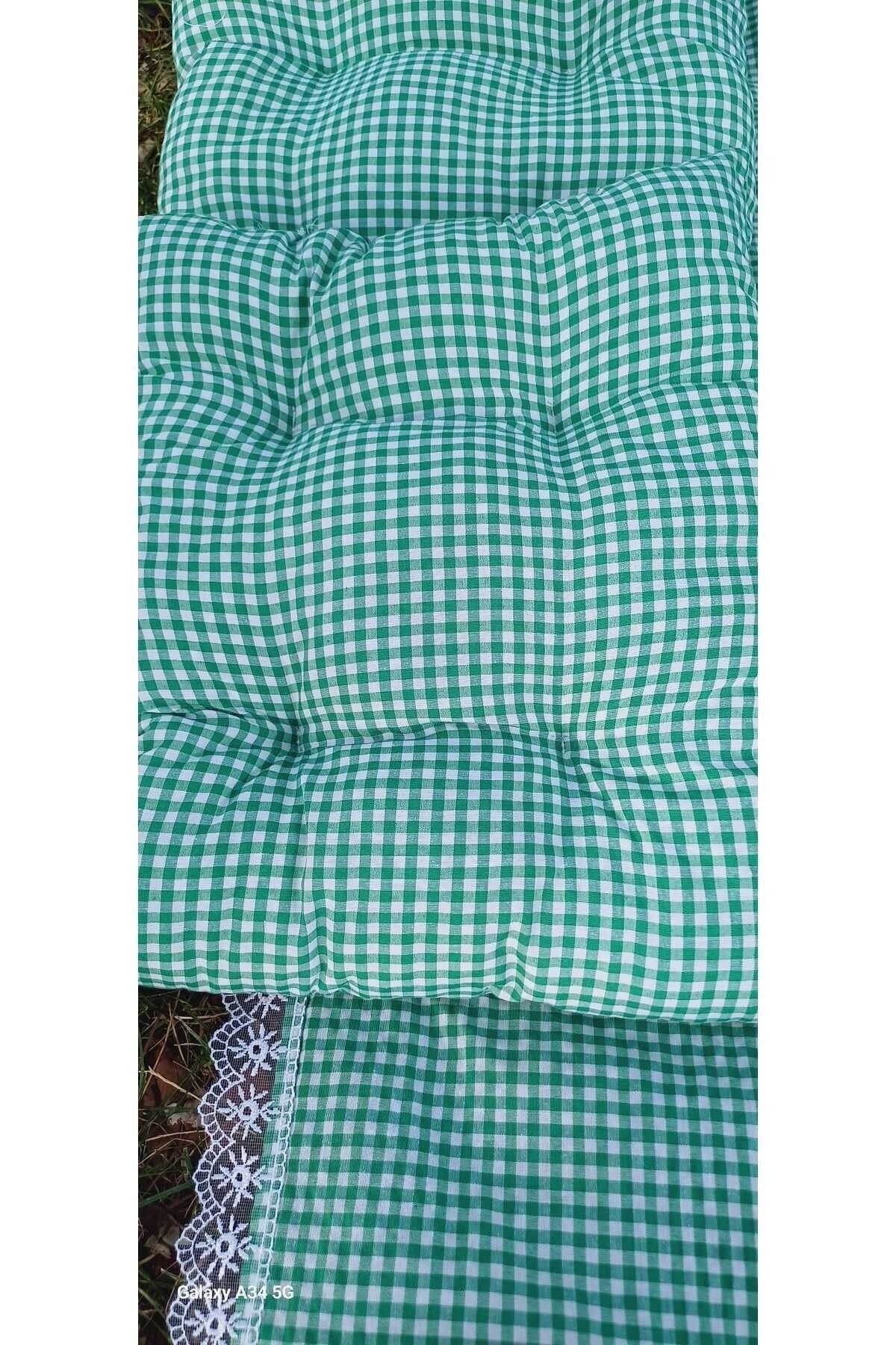 Çok Amaçlı YEŞİL Piknik Örtü Seti 6 Adet 40x40 Minder 170x170 Masa Örtüsü 3