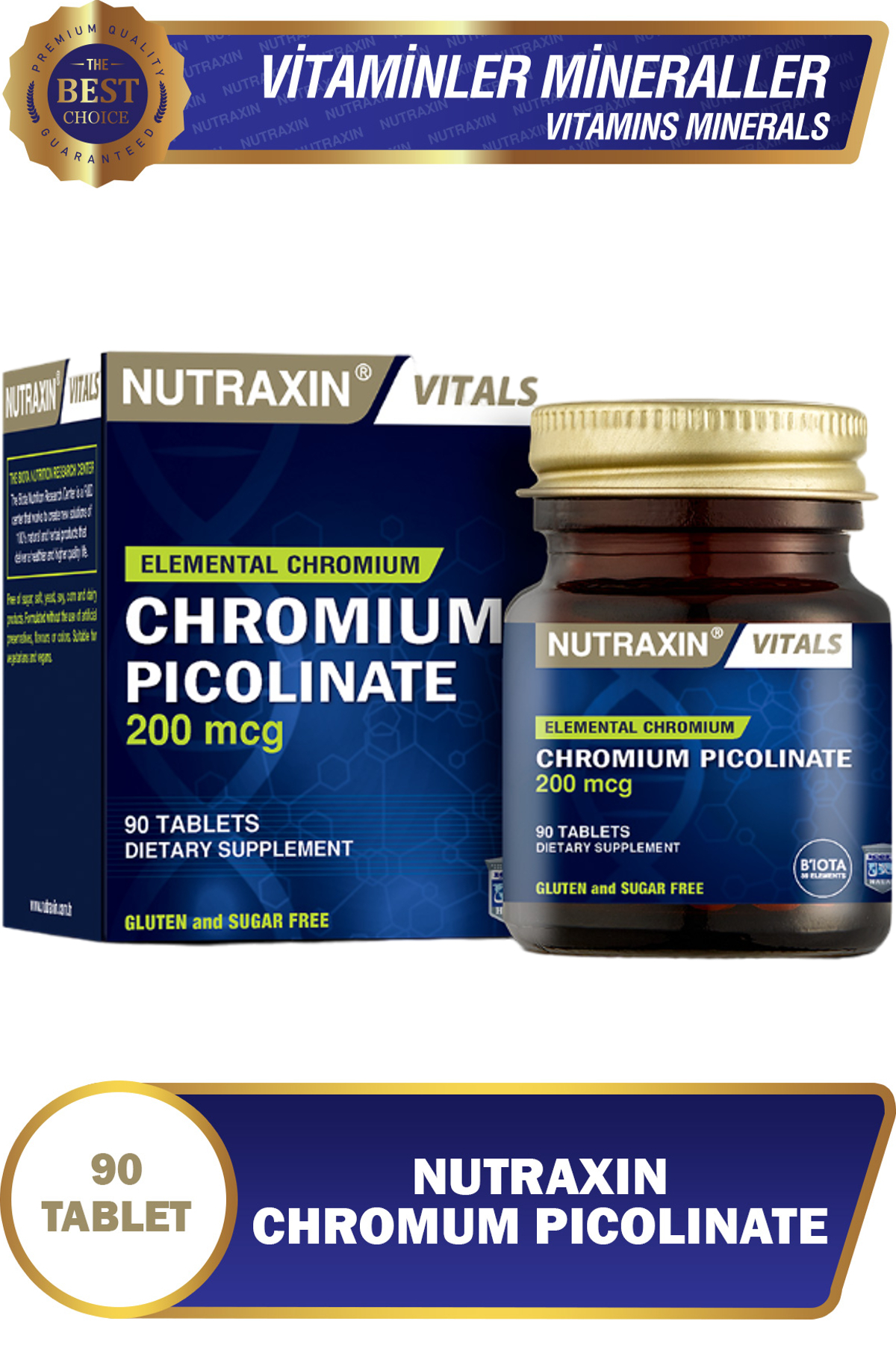 2 قرص نوتراکسین کروم پیکولینات 90 عدد 200 میکروگرم Nutraxin اورجینال - تصویر 4