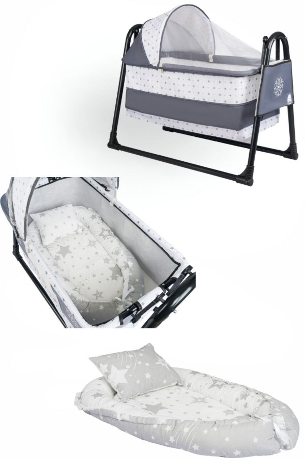 Özbay Btrend Babynest Yatak Ve Yastık+ Cep Hediyeli Sallanır Sepet Beşik Bebek Beşiği Hamak 2 li Set fotoğrafı 4 (önizleme)