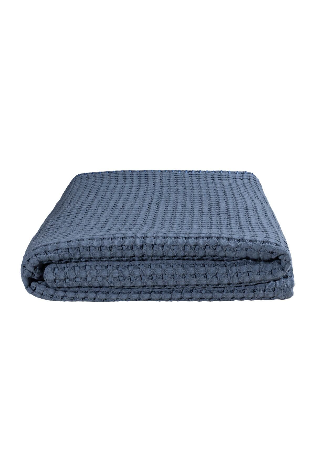 Koza Home Mare %100 Pamuklu Mavi Waffle Pike Çift Kişilik 230x245 7500a 2