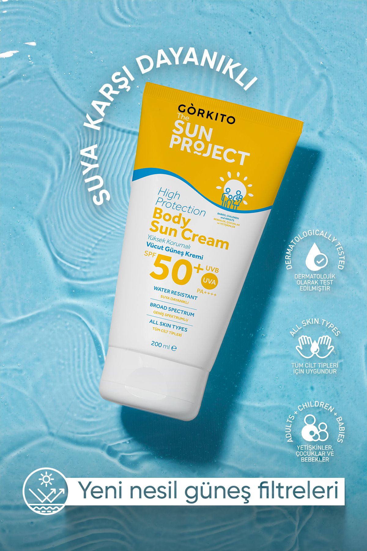 کرم ضد آفتاب بدن PROJECT SUN HIGH FAMILY FACE AND BODY CREAM 50 SPF PA 200 میل Görkito