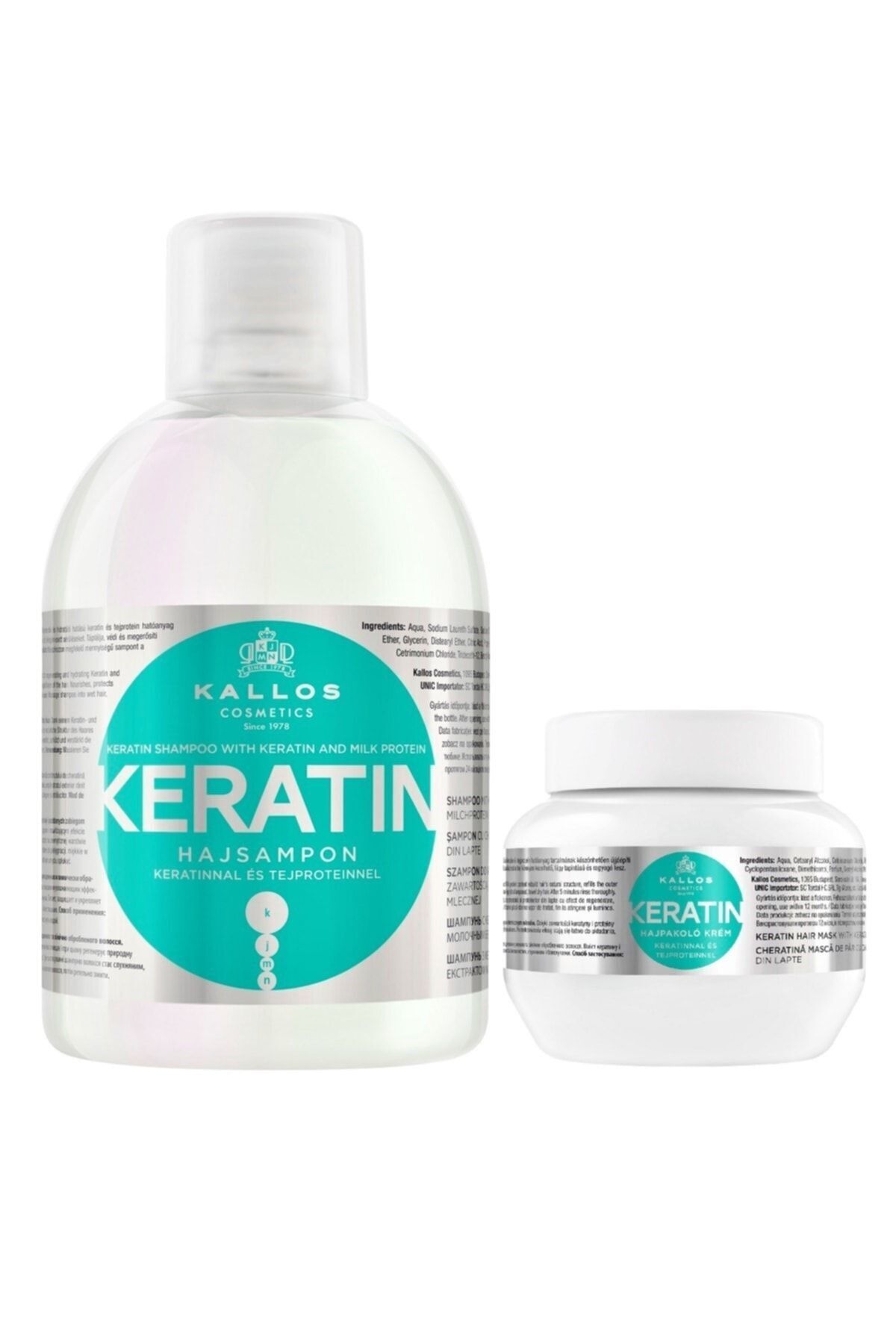 Kallos Cosmetics Keratin 1000ml Şampuan + Keratin 275ml Saç Maskesi Kuru, Hasarlı, Kimyasal Işlem Görmüş Saçlar — s5998889508432