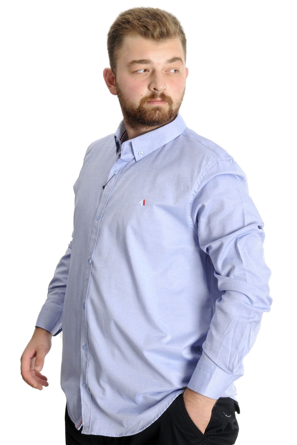 ModeXL-Cămașă pentru bărbați de mărime mare - Tom Oxford 23303 Albastru, mânecă SUA 2