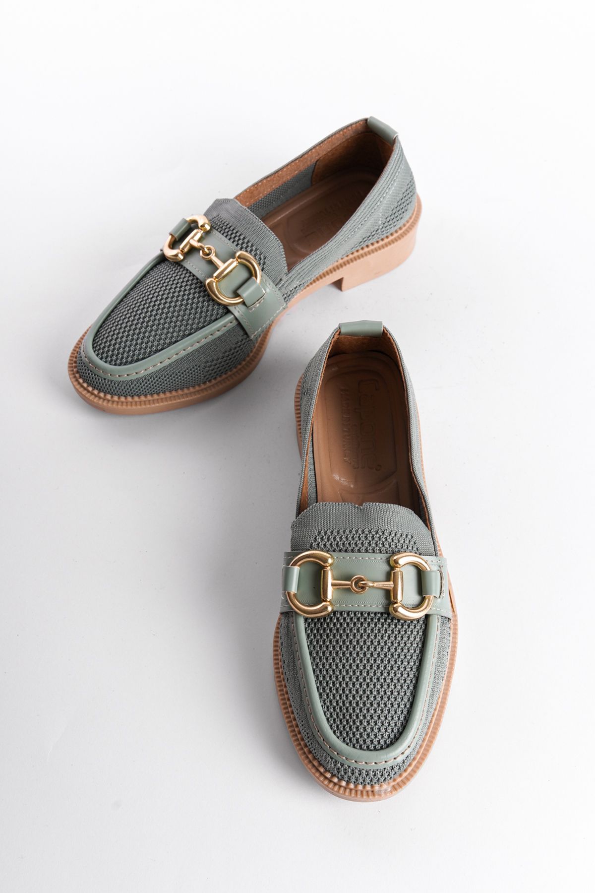 لوفر سبز زنانه کفش دست و پنجه نرم فلزی Capone Outfitters