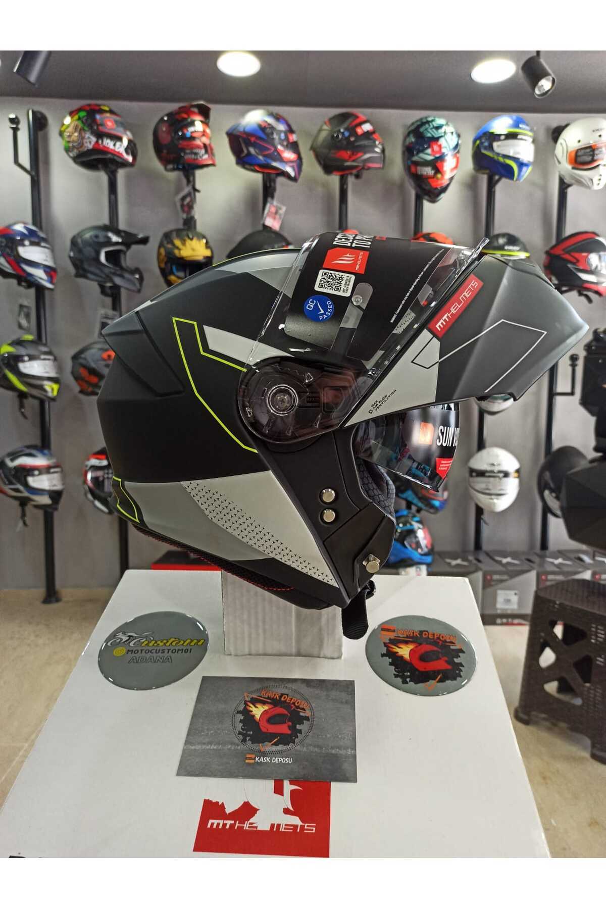 MT Helmets Genesis Talo B2 Mat Gri Çene Açılır Kask