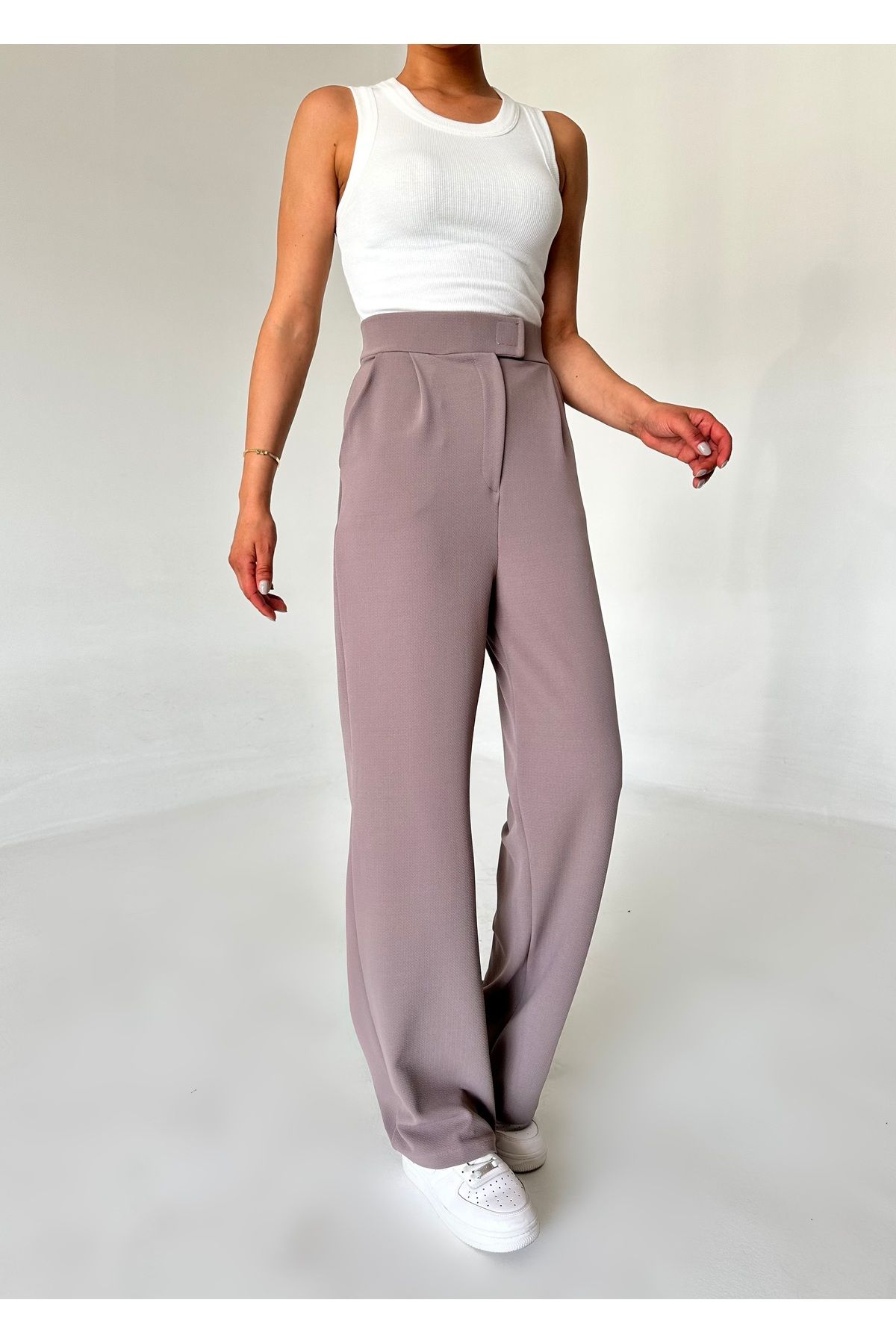 Laluvia-Parla Damen Palazzo-Hose aus Lycra mit Klettverschluss in Nerz 7