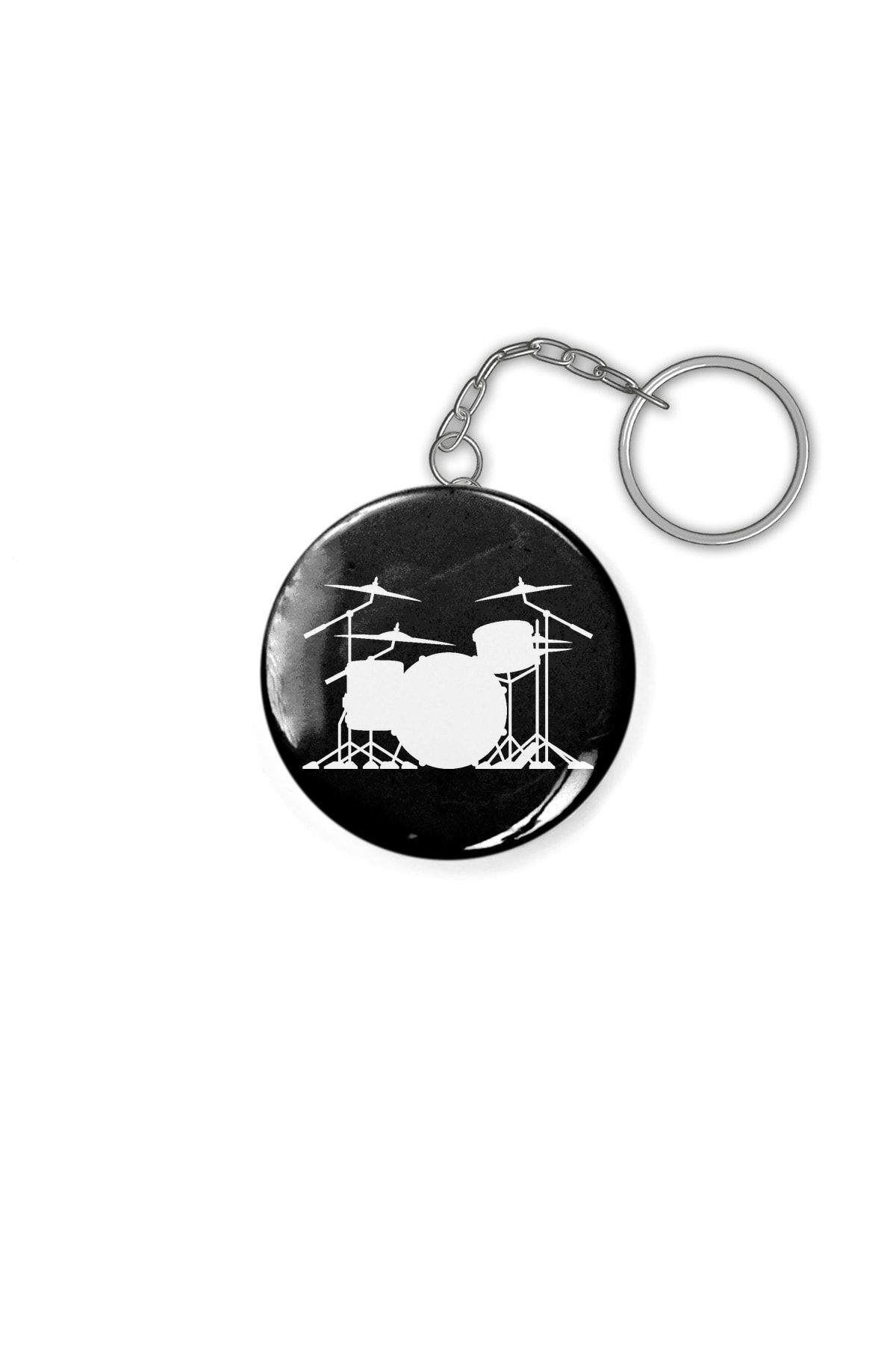 Drum Set Silhouette Illustration Keychain
