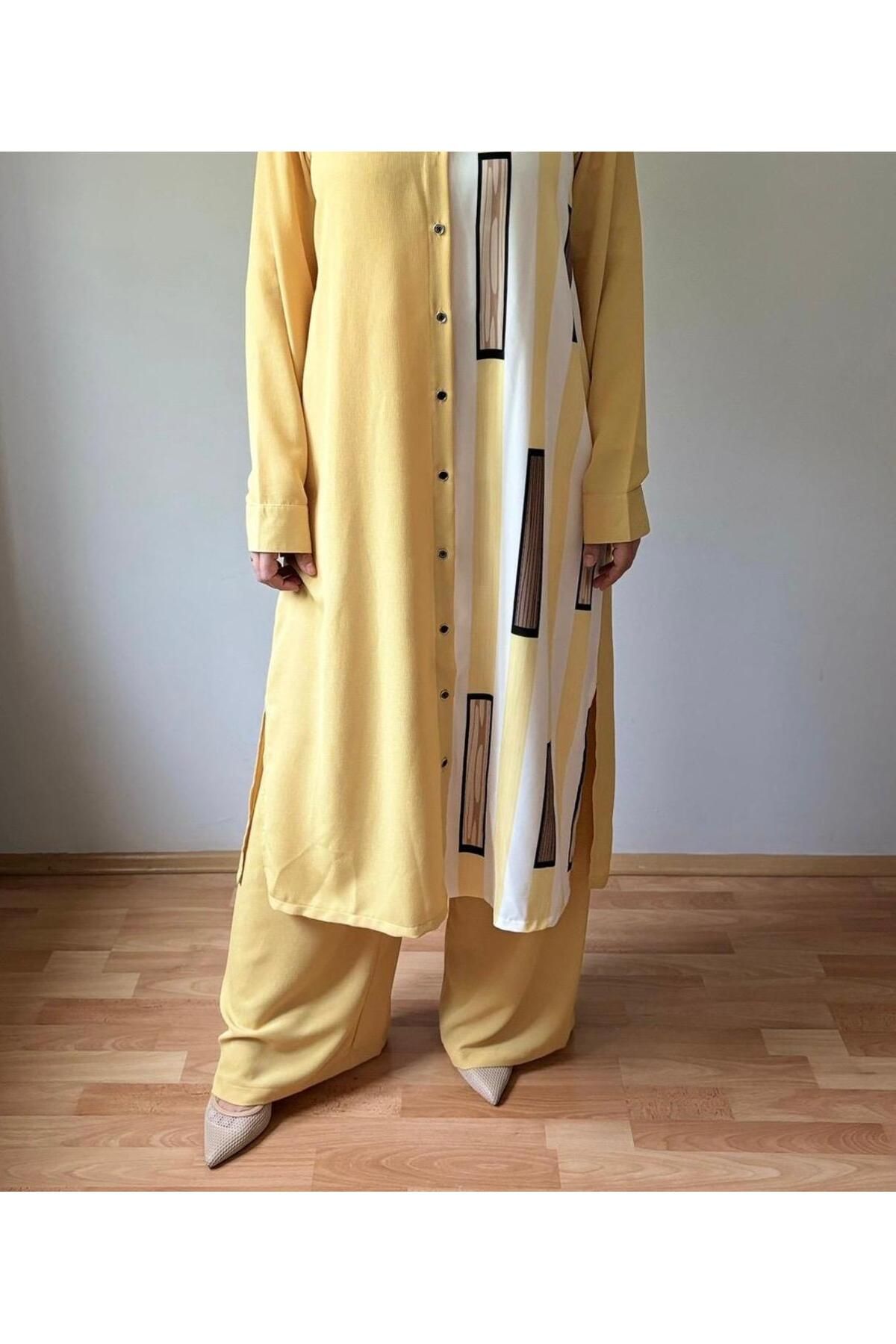 Morana-Hijab Pants and Shirt Set - Patterned Bottom-Top Set 2