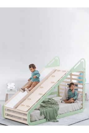 MAMATOYZ Sleepy Montessori Karyola 90x190 cm Yatak Mint | Salıncak | Masa | Y...